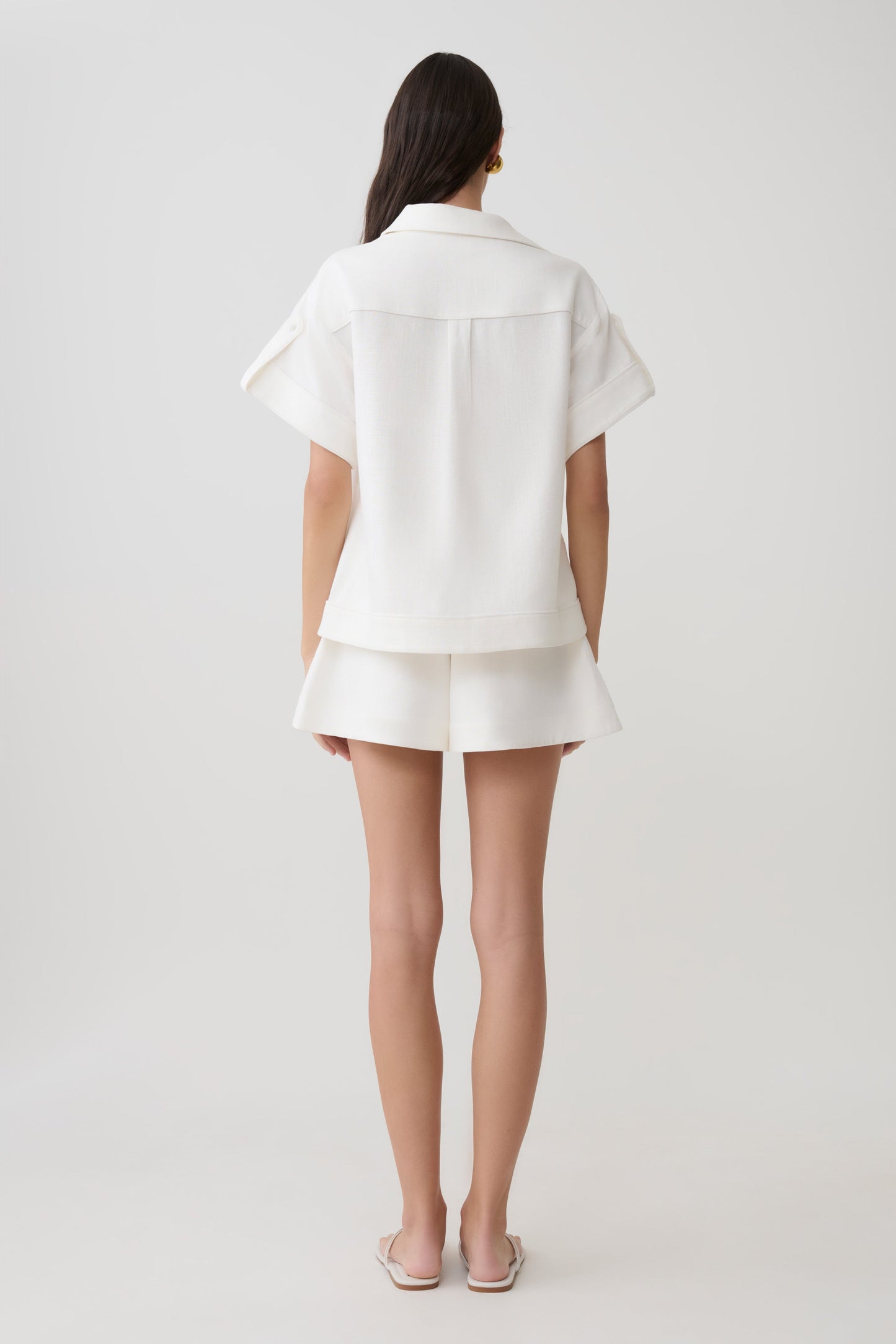 Piper Linen Flare Shorts - White
