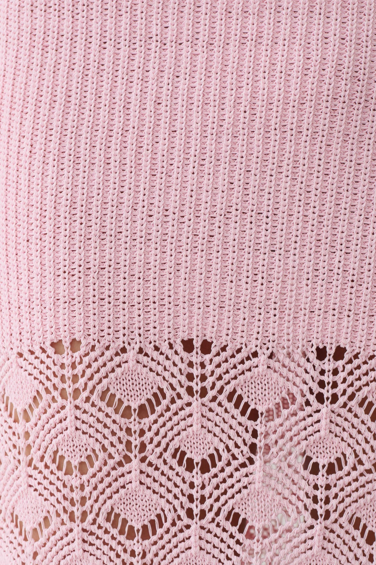 Atlantis Crochet Knit Midi Skirt - Baby Pink