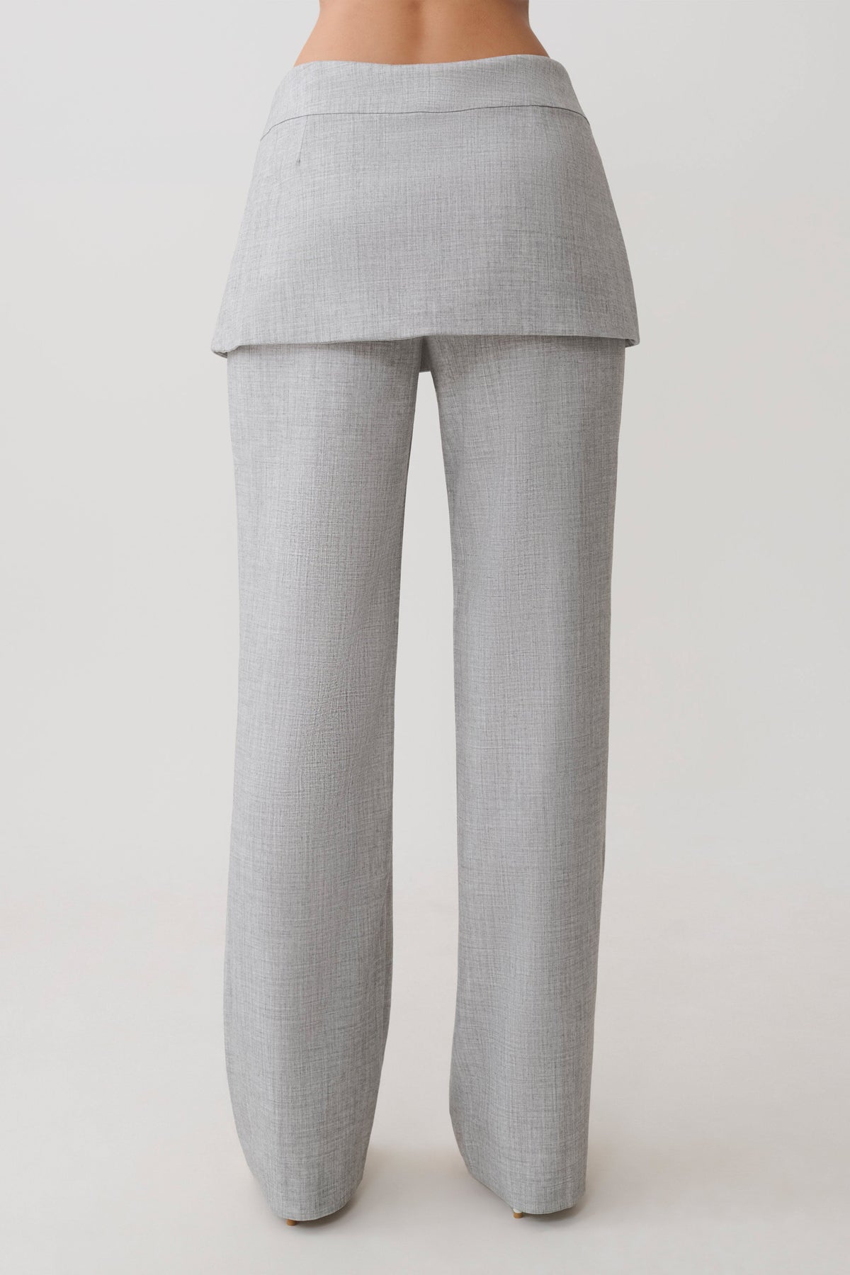 Daisy Wrap Skirt Straight Leg Pants - Charcoal Marle