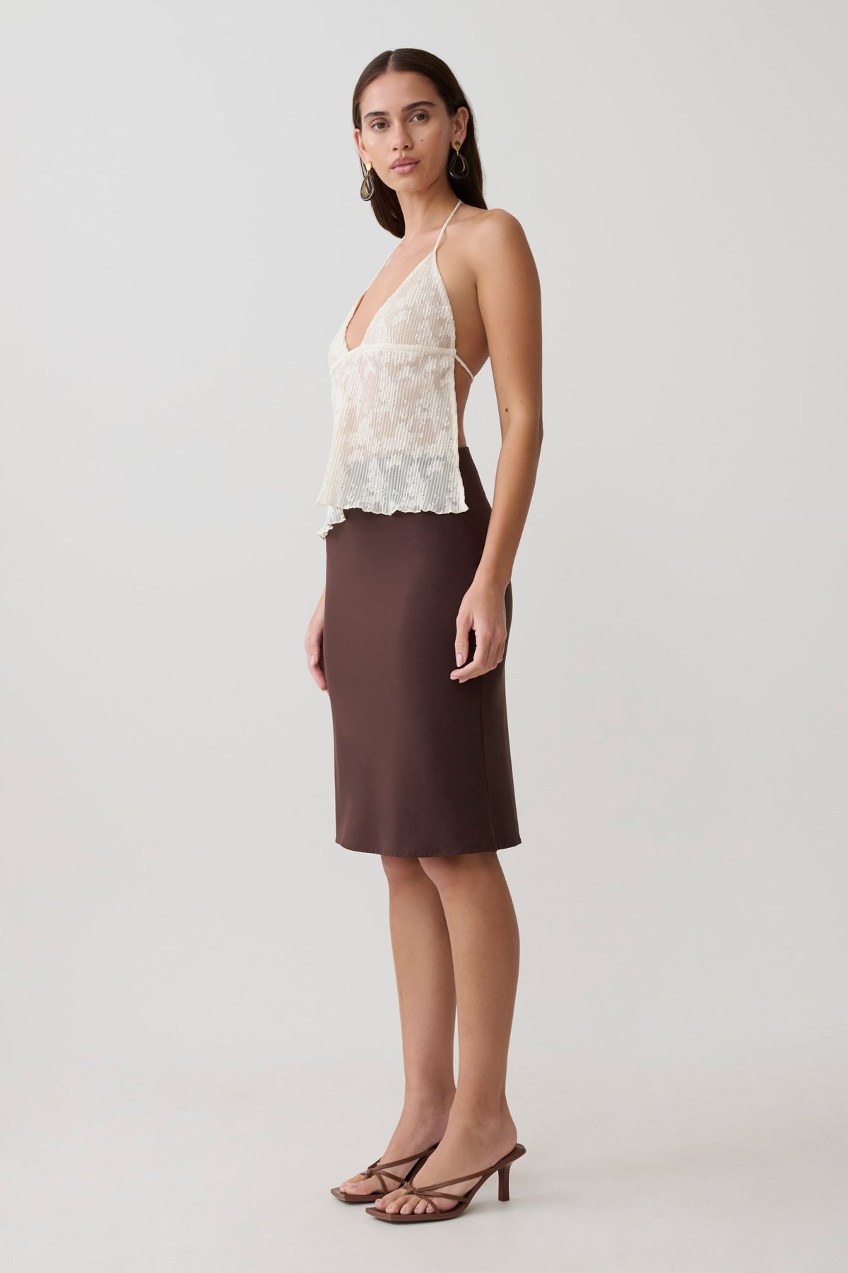 Ambrose Lace Cami Halter Top - Ivory