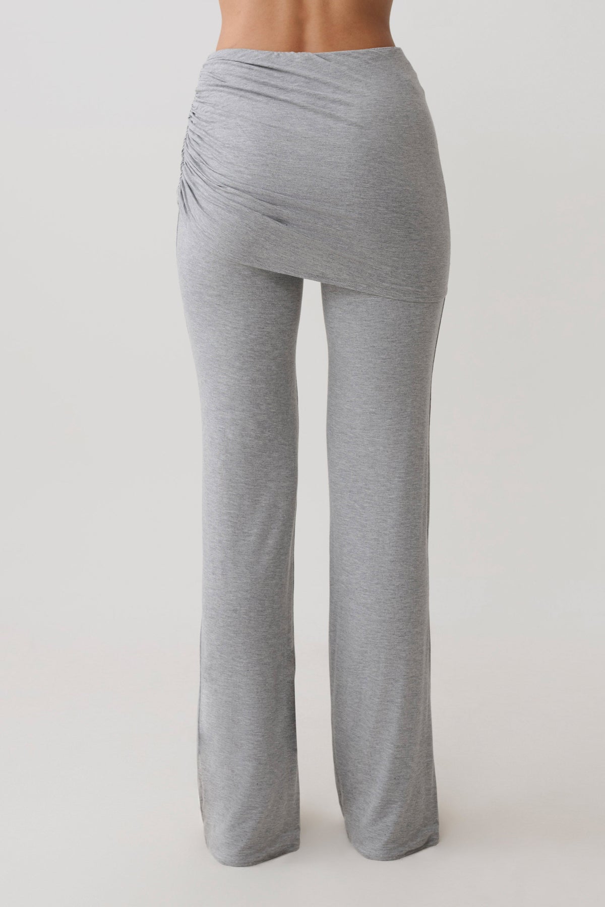Keaton Modal Straight Leg Overlay Pant - Grey Marle