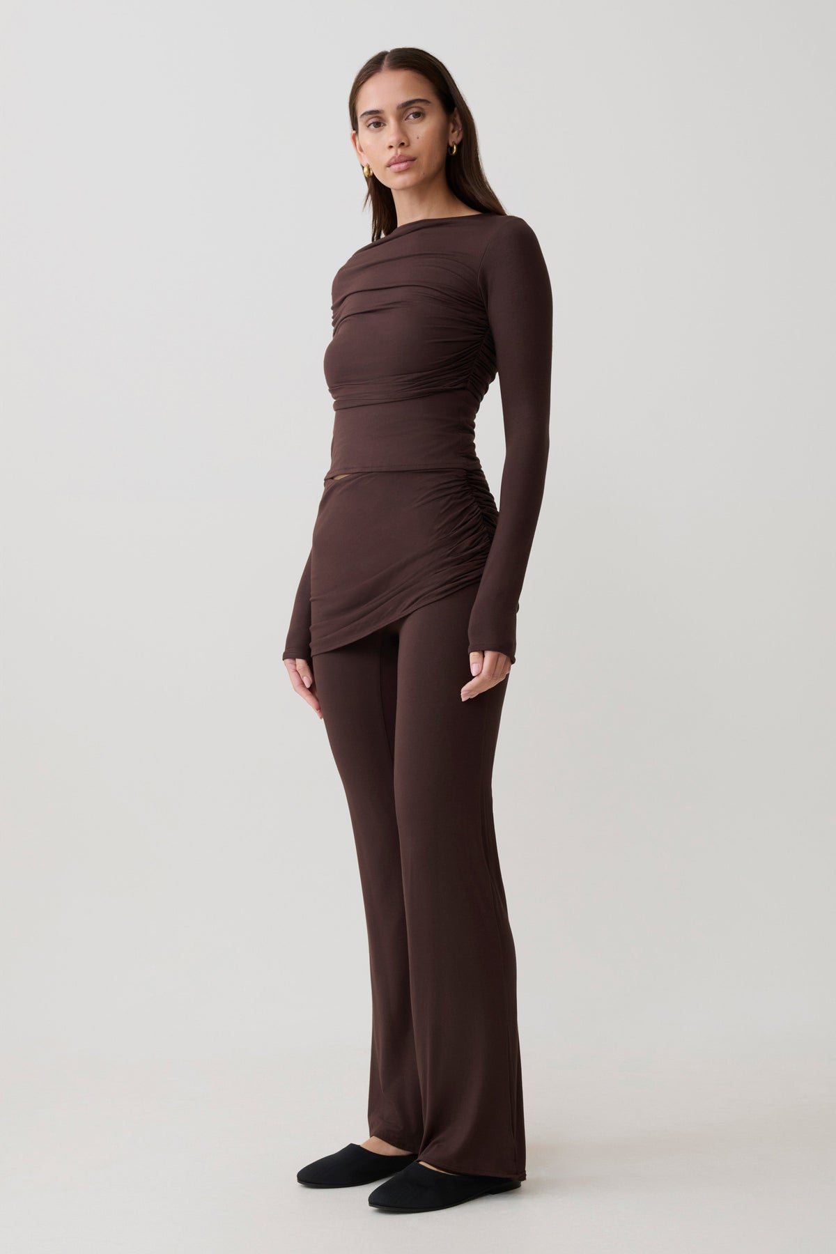 Keaton Modal Straight Leg Overlay Pant - Espresso