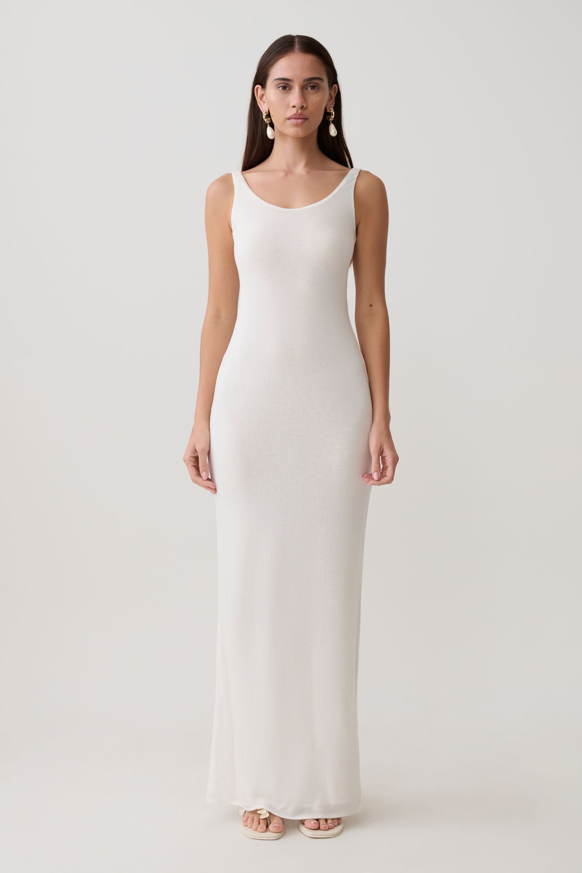 Gwenaelle Scoop Neck Jersey Maxi Dress - White