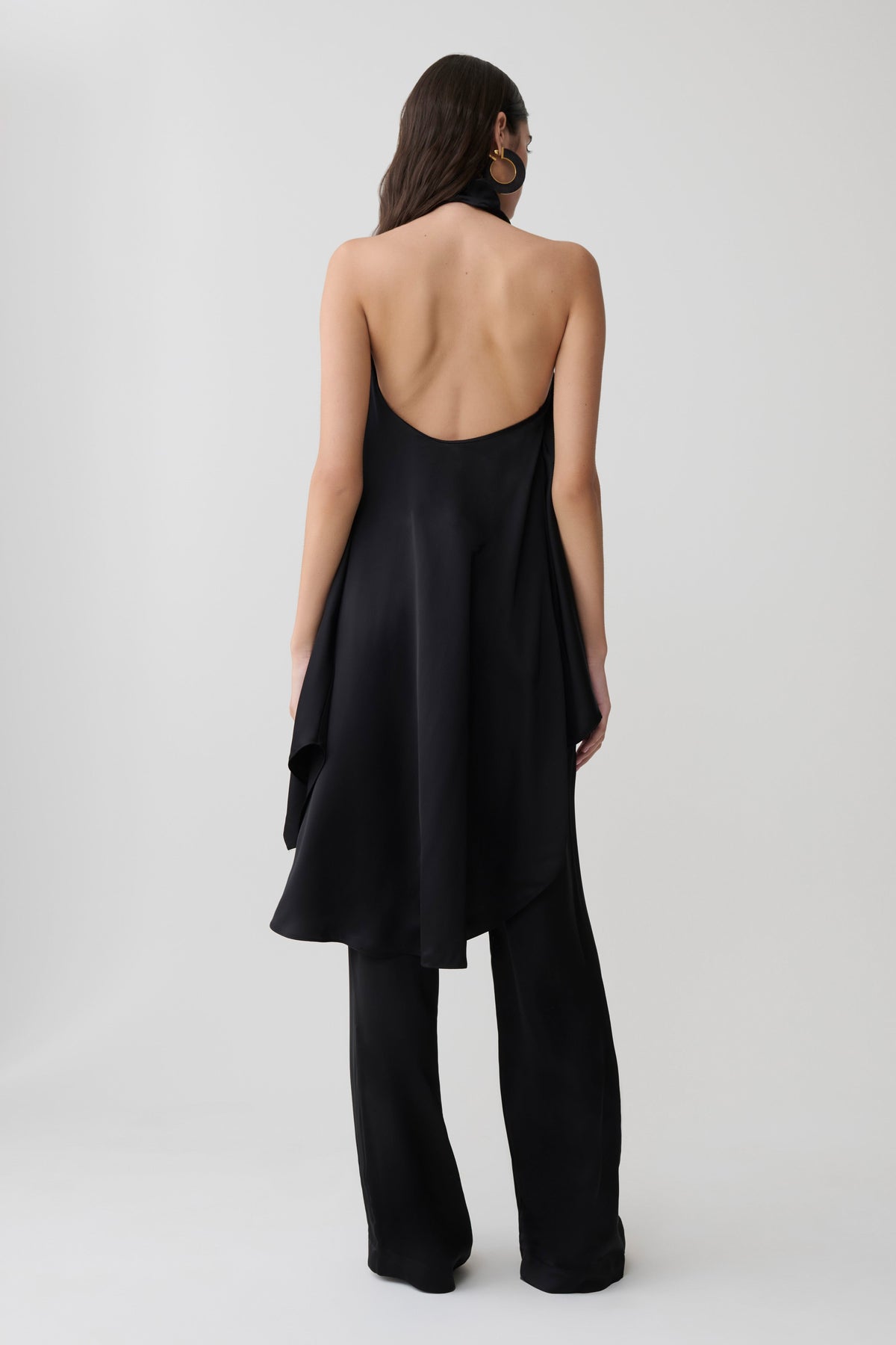 Sydney Straight Leg Satin Pants - Black