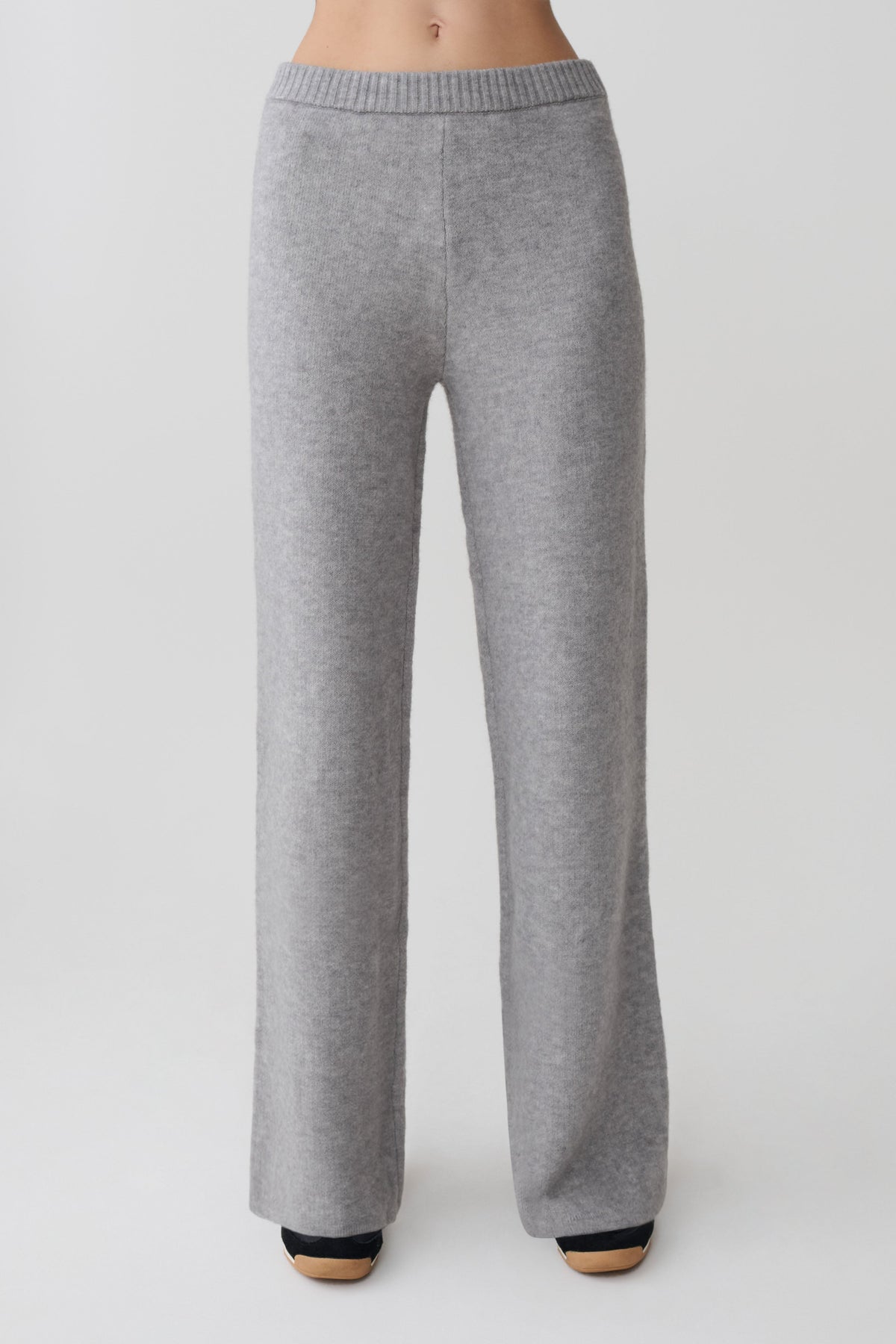Evan Knit Wide Leg Pants - Grey Marle