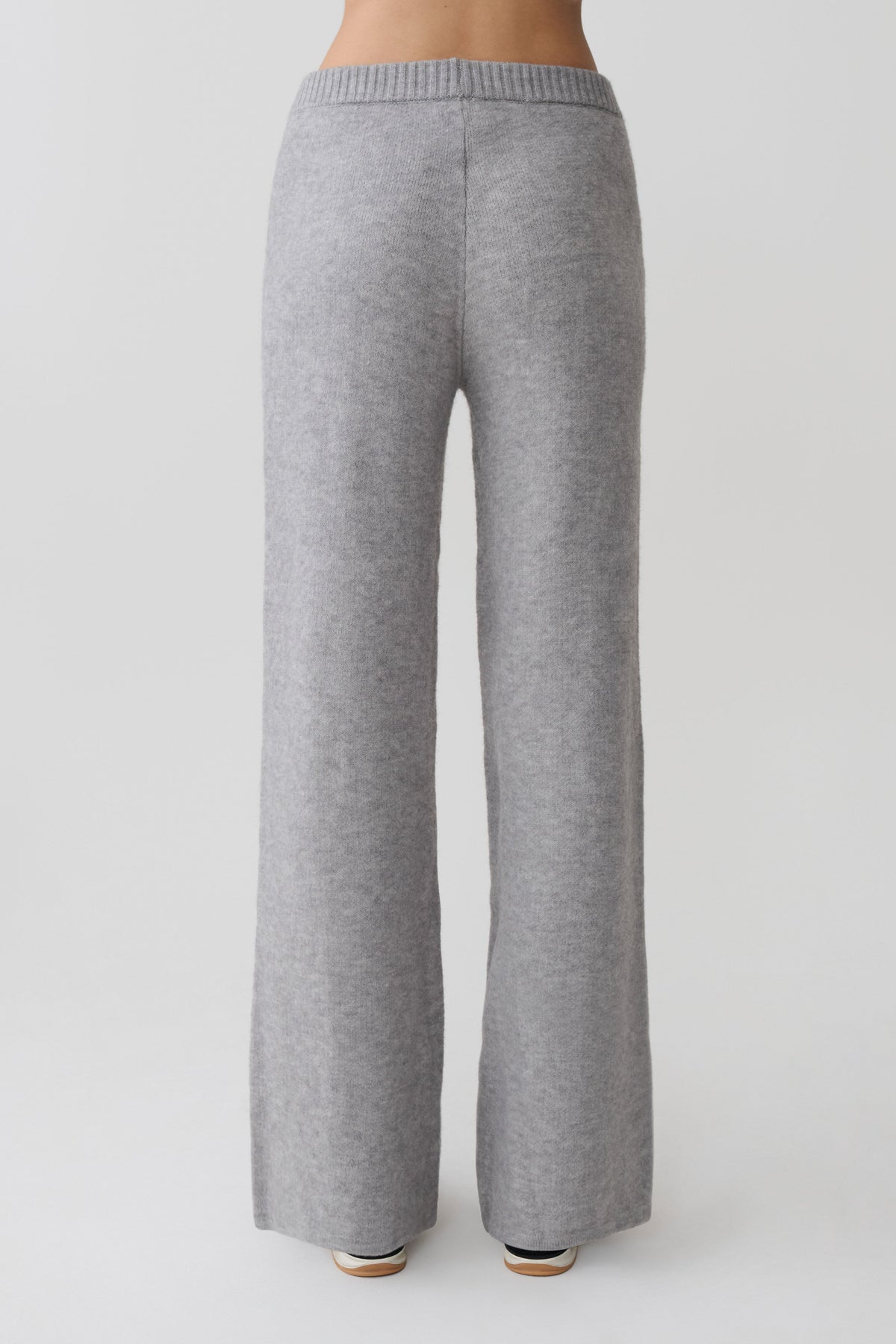 Evan Knit Wide Leg Pants - Grey Marle