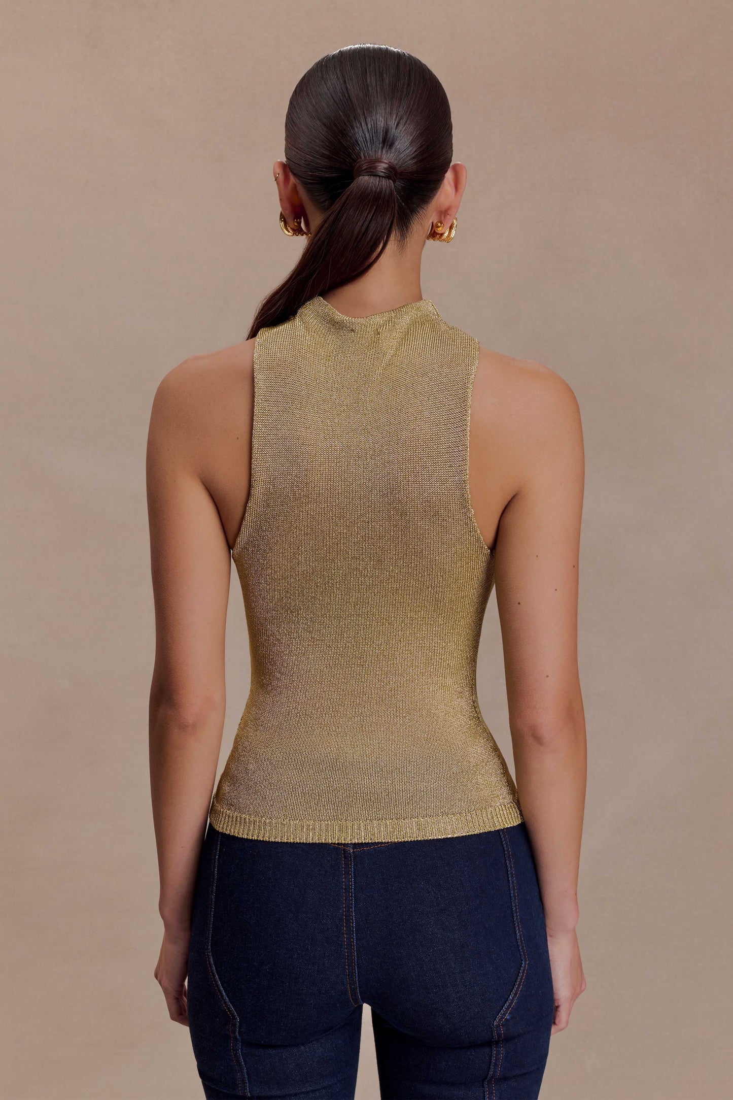 Nikki Lurex Top With Hardware - Gold