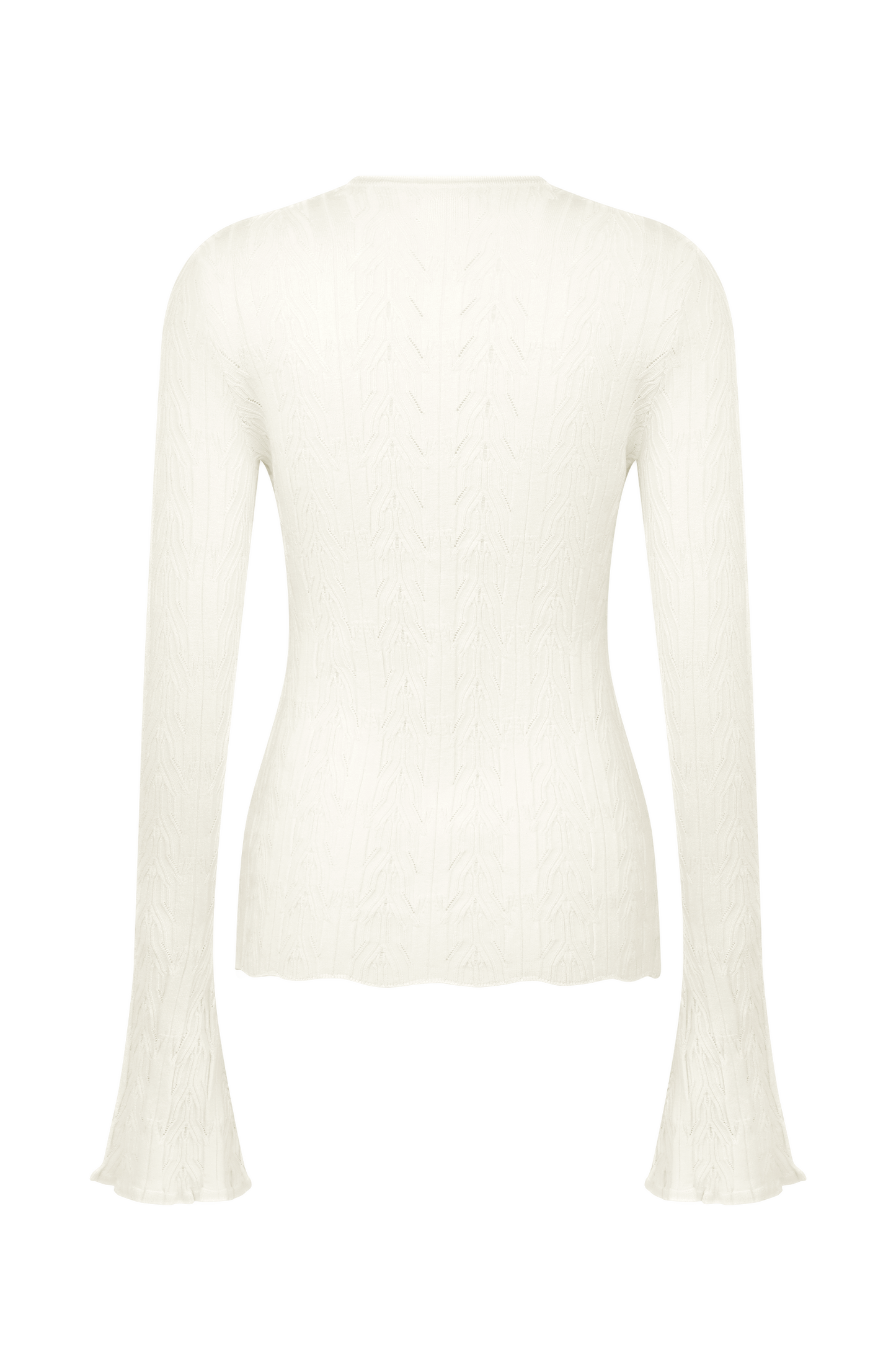 Amy Pointelle Bell Sleeve Cardigan - Ivory