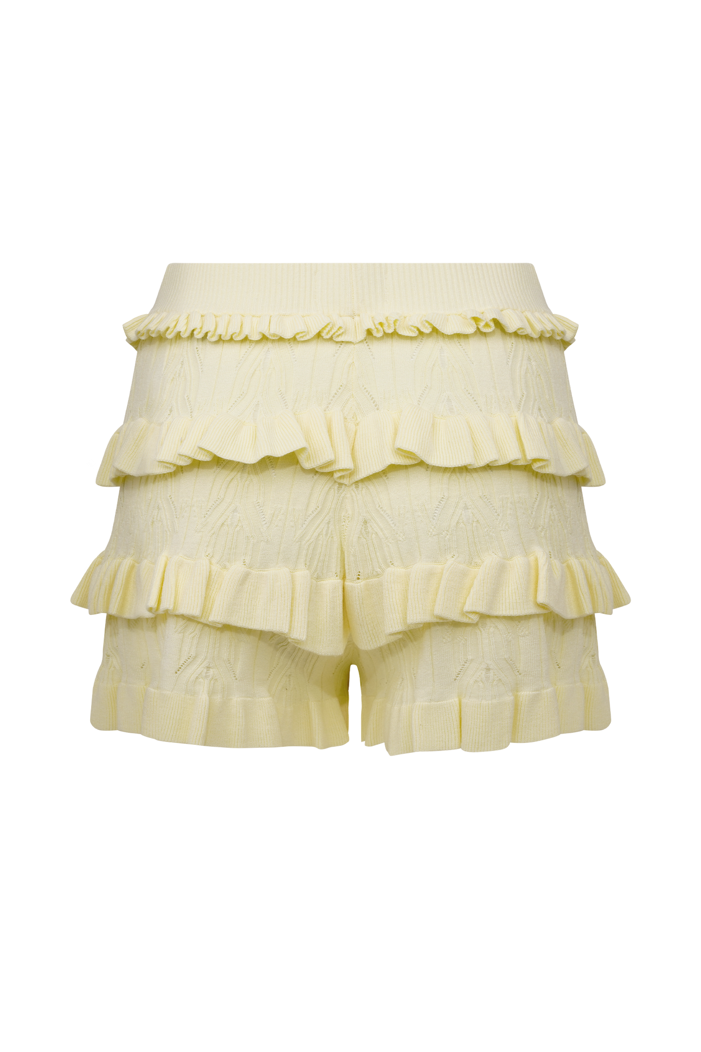 Amy Pointelle Knit Frill Bloomers - Lemon