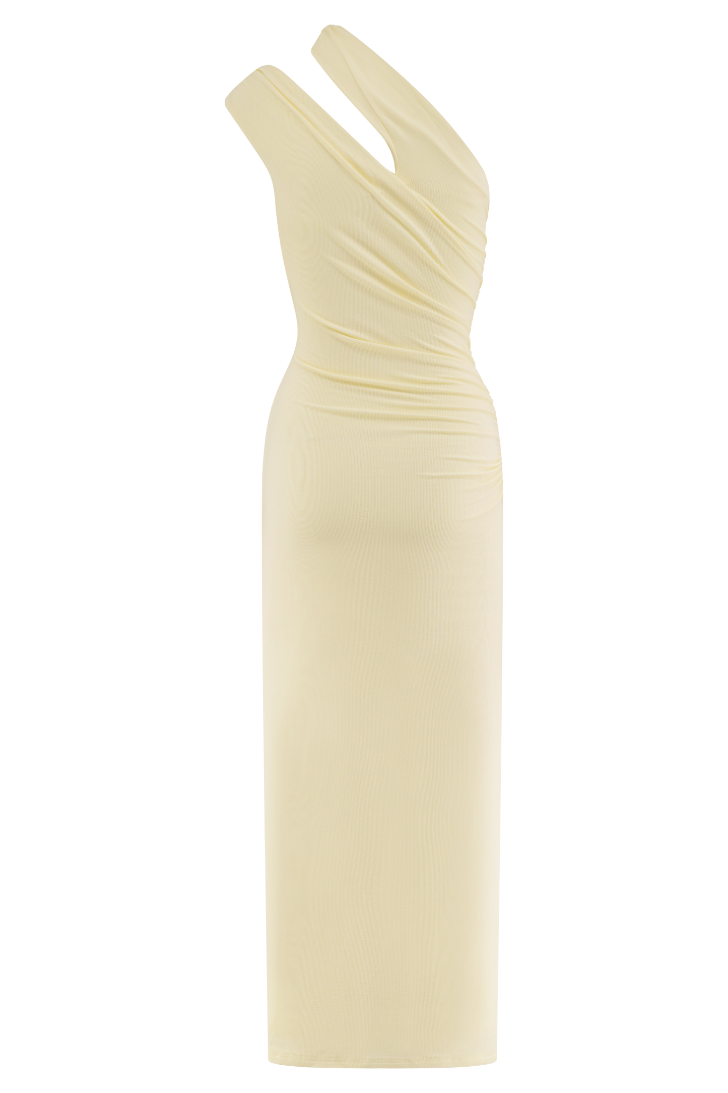 Anastasia One Shoulder Modal Midi Dress - Pale Lemon
