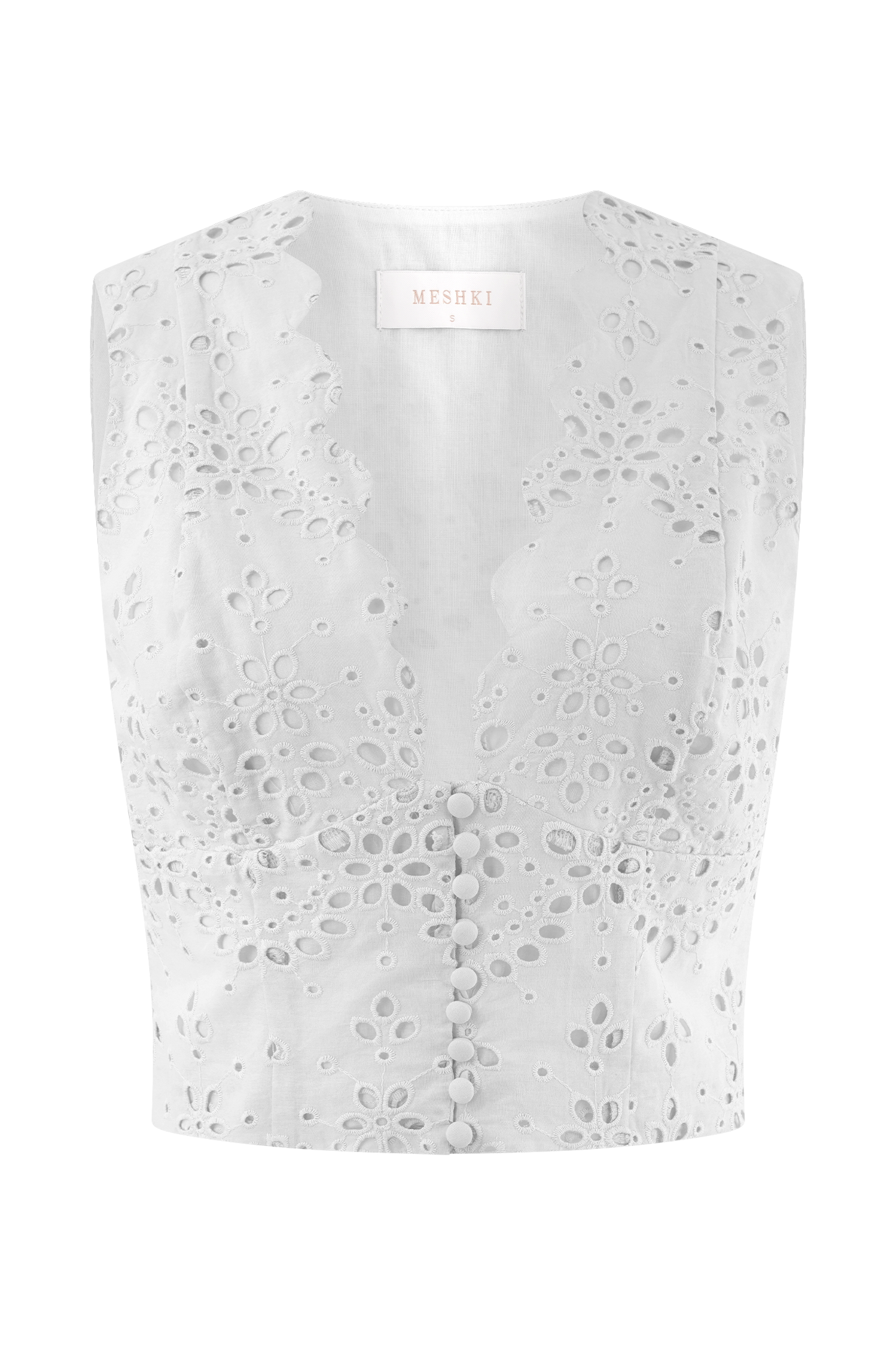 Arla Sleeveless Broderie Top - White