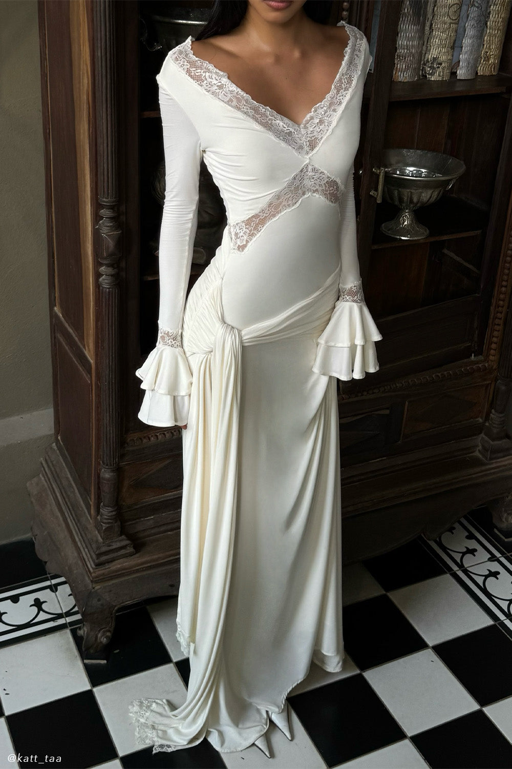 Electra Slinky Lace Maxi Dress - Ivory Electra Slinky Lace Maxi Dress - Ivory
