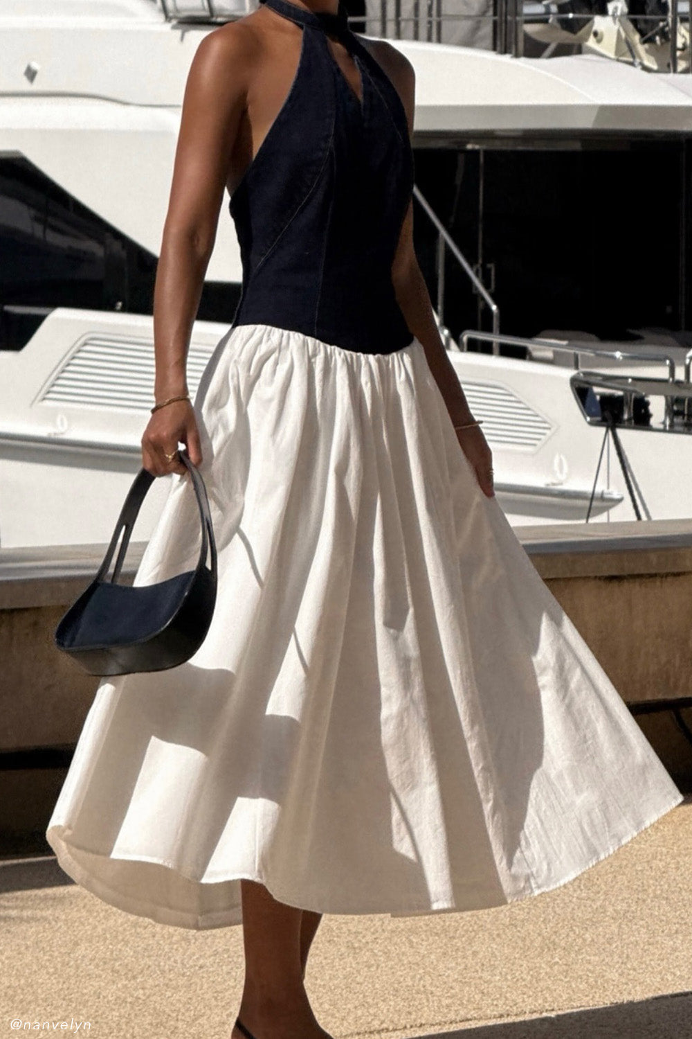 Ashwin Denim Cotton Midi Dress - Indigo Blue