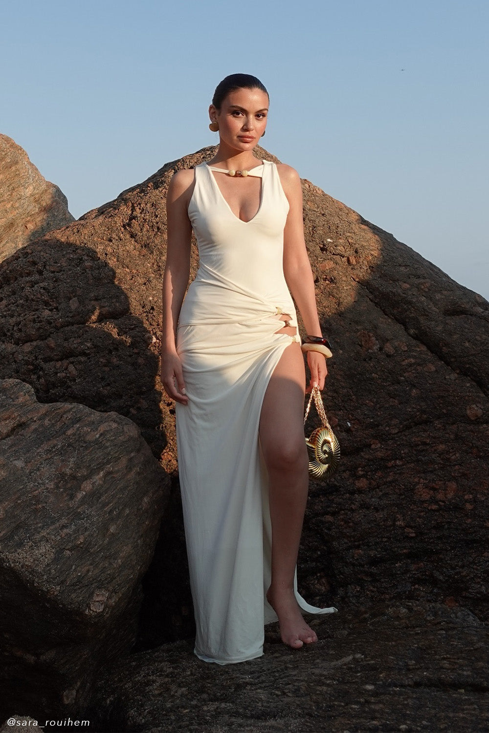 ivory beaded maxi dress Raishma Sandra Floral Beaded Maxi Dress