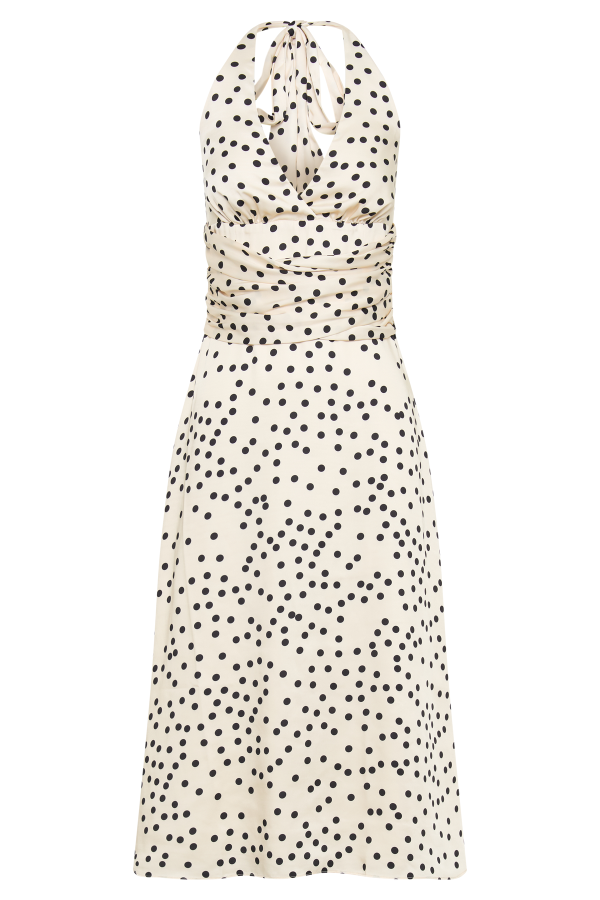 Marguerite Satin Halter Midi Dress - Polkadot