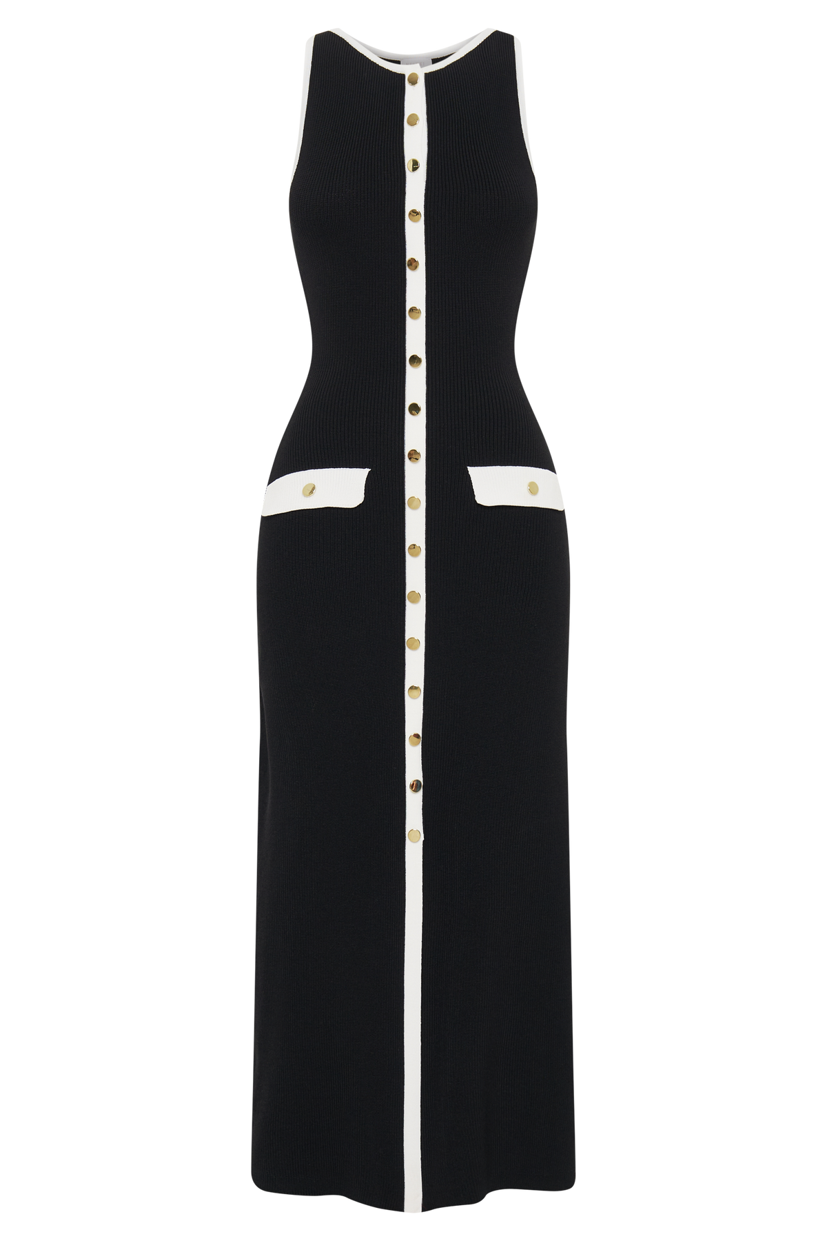 Sawyer Sleeveless Buttoned Maxi Dress - Black/White