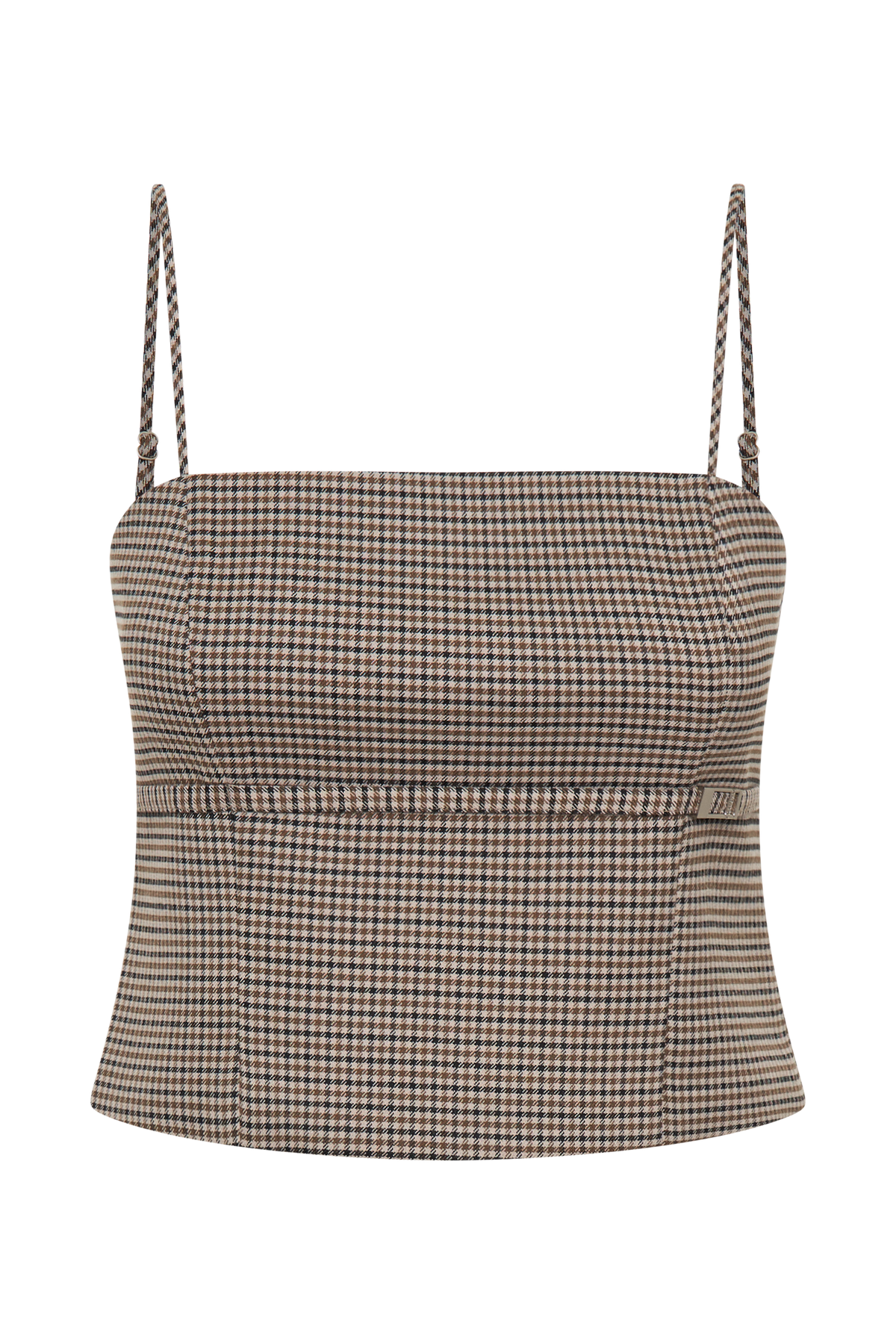 Aberley Crop Top - Tan Check