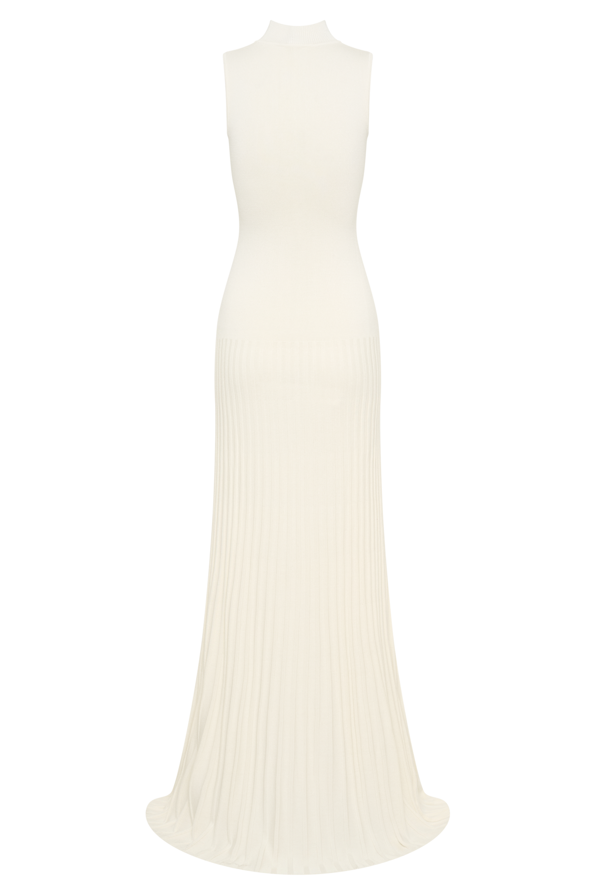 Mavis High Neck Pleated Maxi Dress - Ivory
