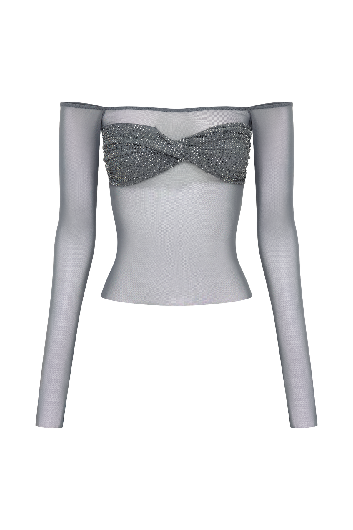 Garcelle Diamante Off Shoulder Top - Gunmetal