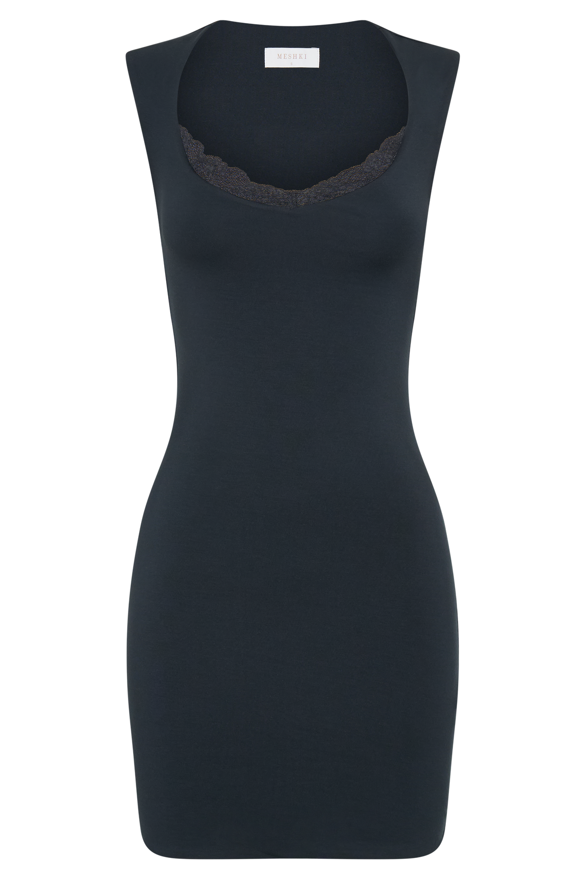 Tatianna Lace Trim Modal Mini Dress - Black