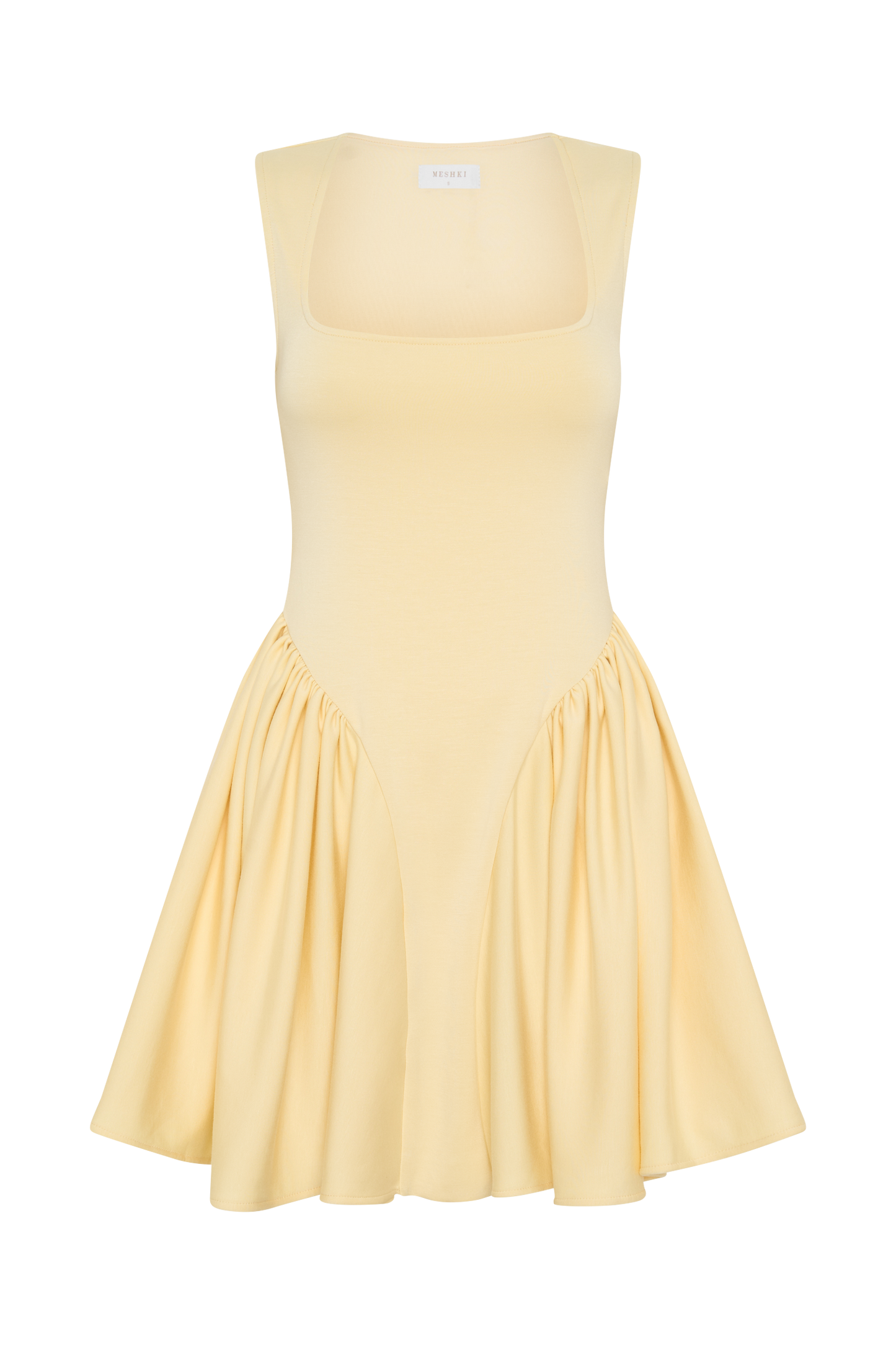 Sharon Scuba Jersey Mini Dress - Pastel Lemon