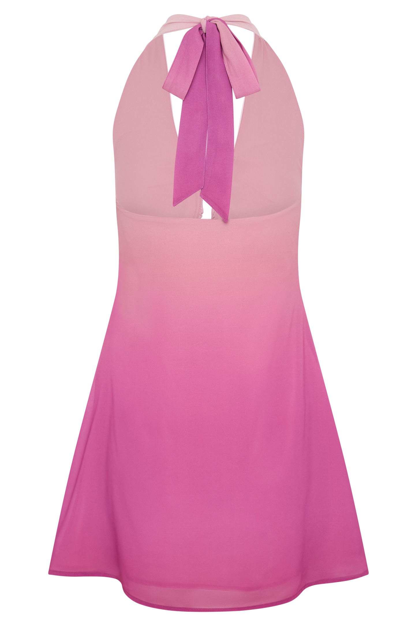 Malakhai Chiffon Halter Mini Dress - Ombre Pink