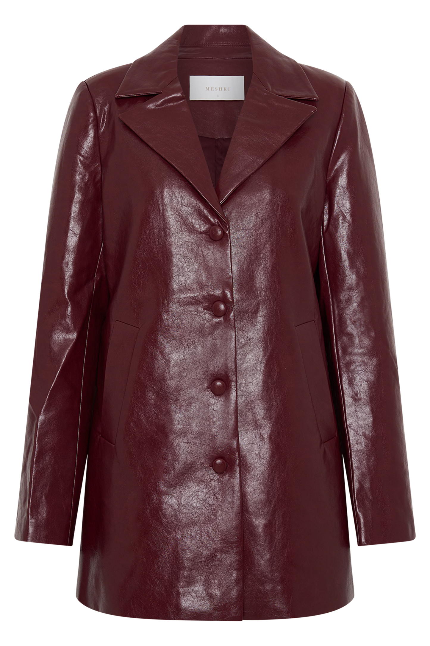 Deborah Faux Leather Coat - Cherry Red