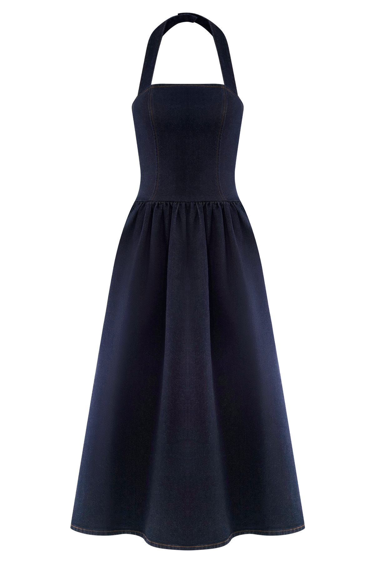 Caroline Denim Halter Midi Dress - Indigo Blue