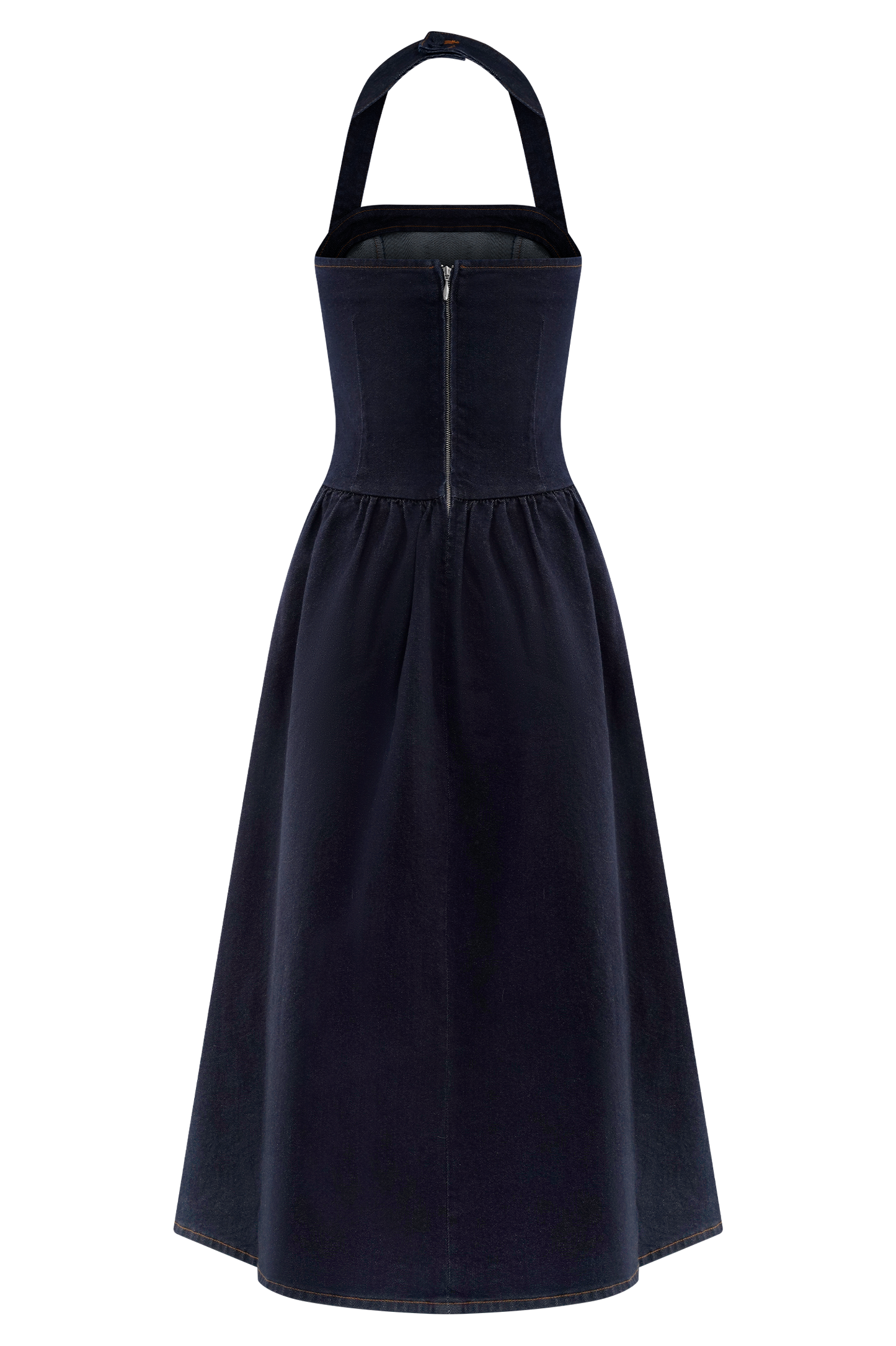 Caroline Denim Halter Midi Dress - Indigo Blue