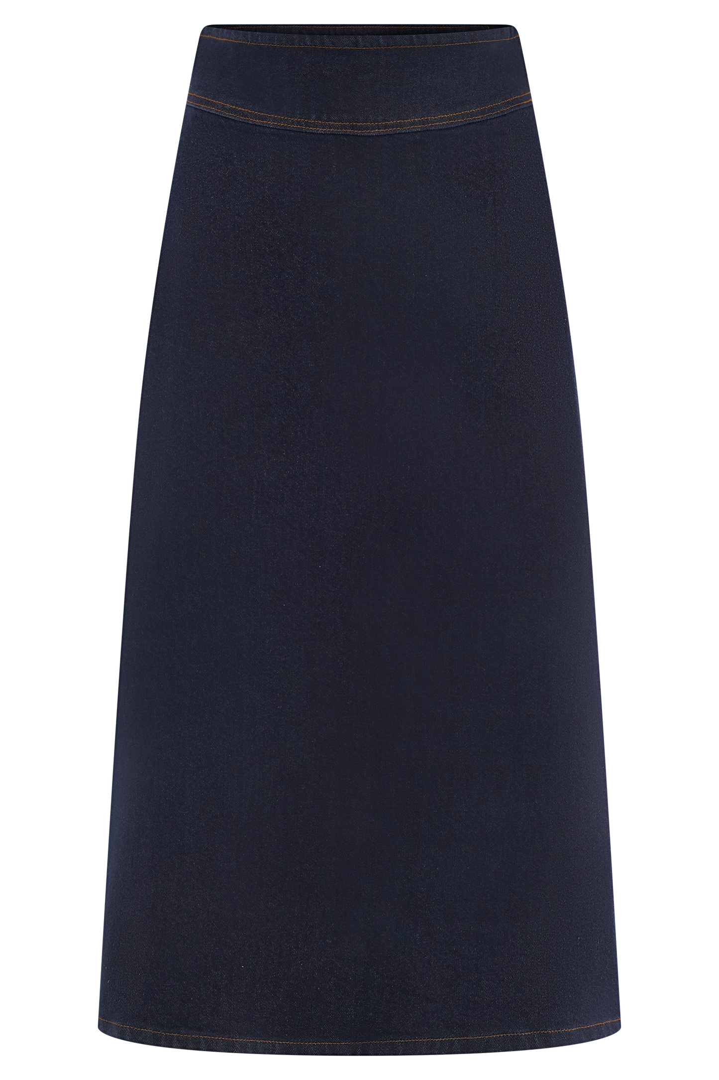 Cecilia Denim A-Line Midi Skirt - Indigo Blue