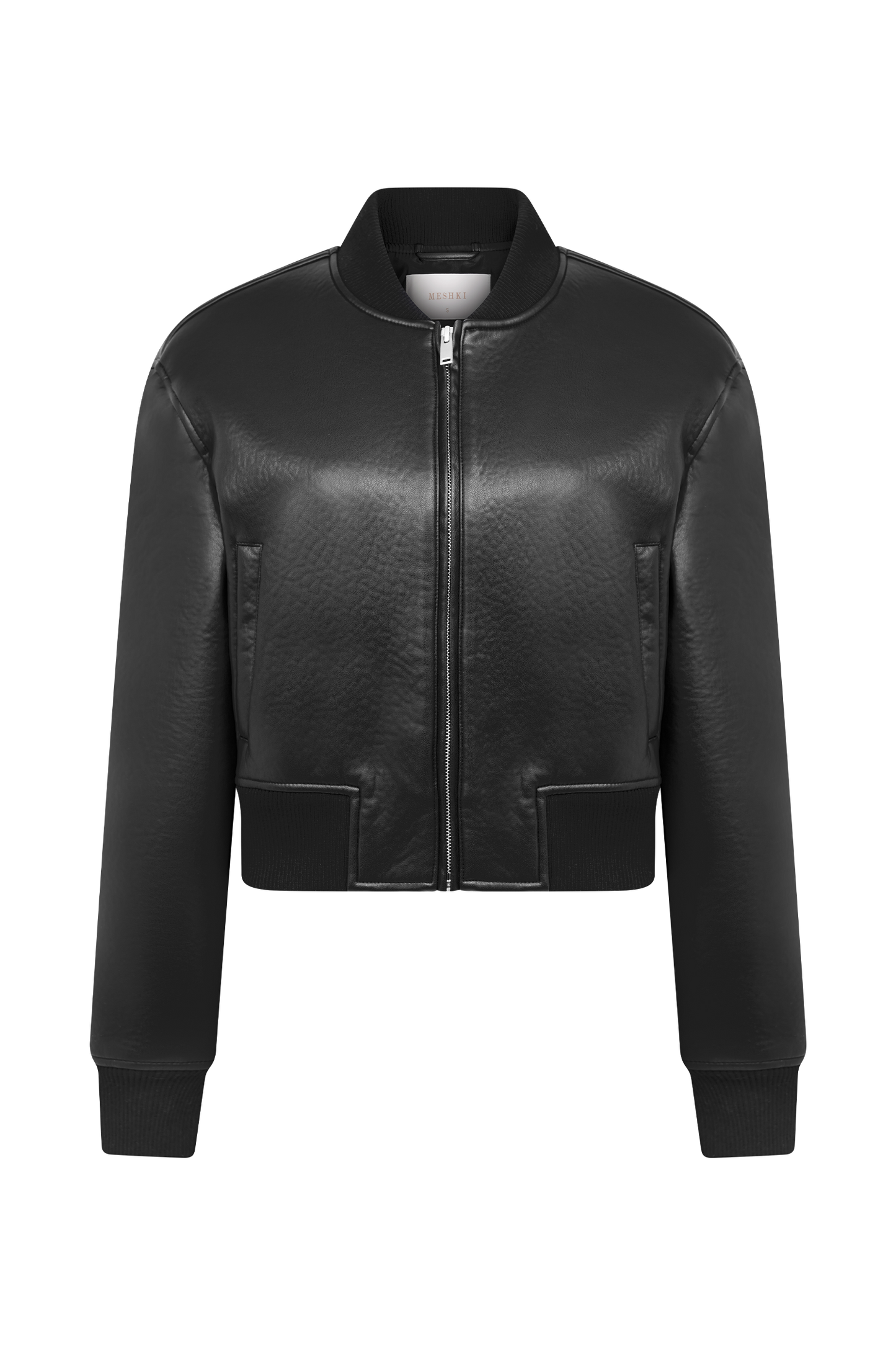 Codi Faux Leather Bomber Jacket - Black