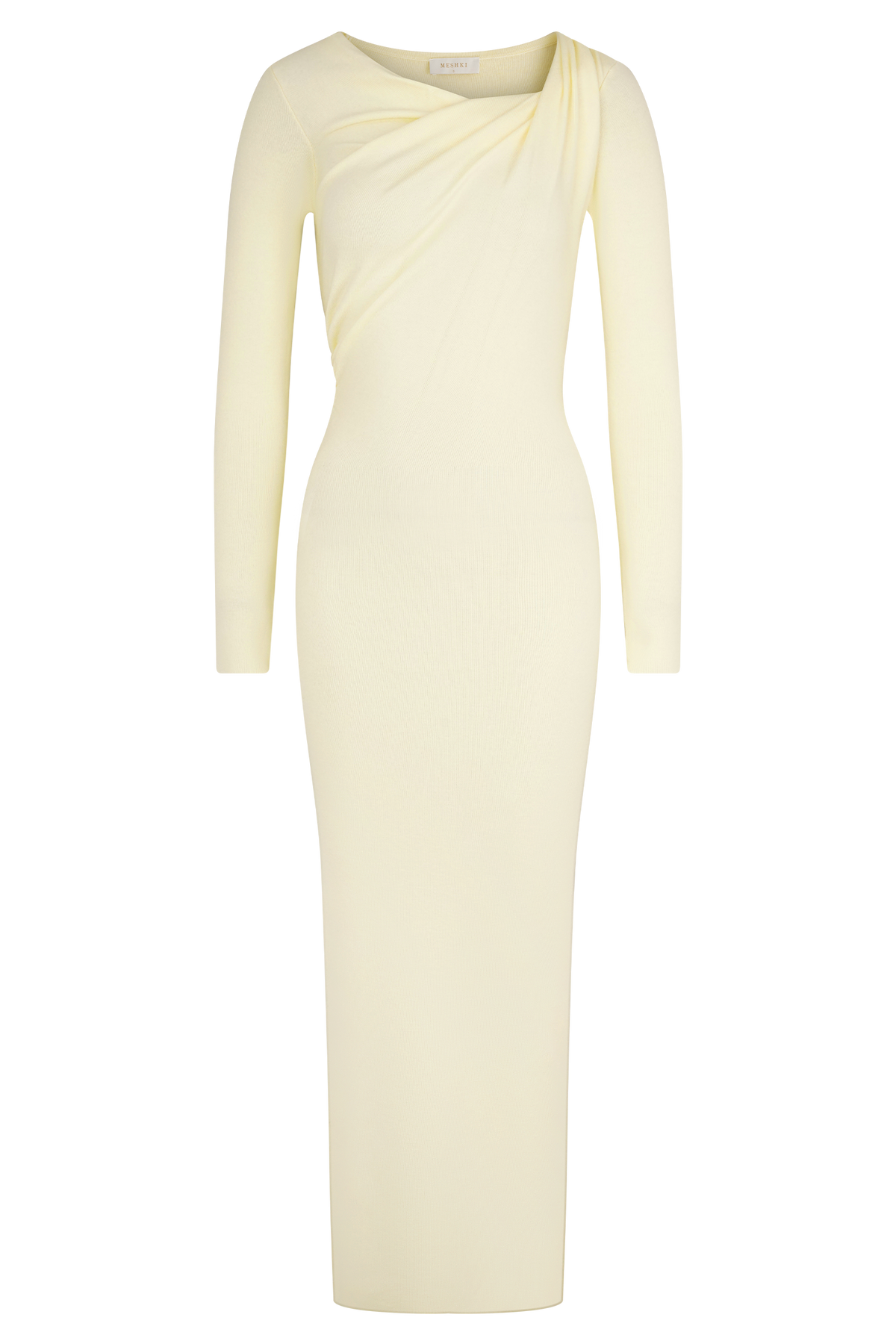 Culver Draped Twist Knit Midi Dress - Cream