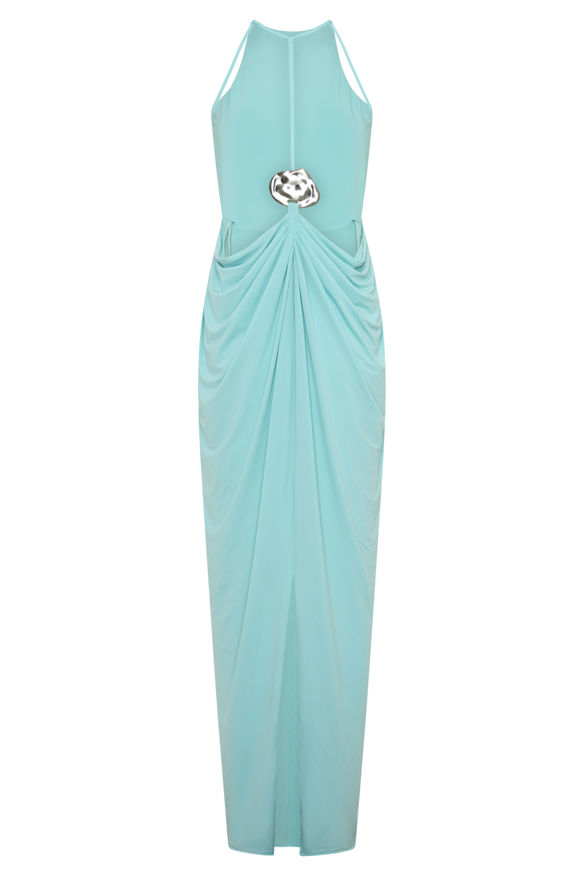 Bahari Low Back Halter Maxi Dress - Aqua Blue