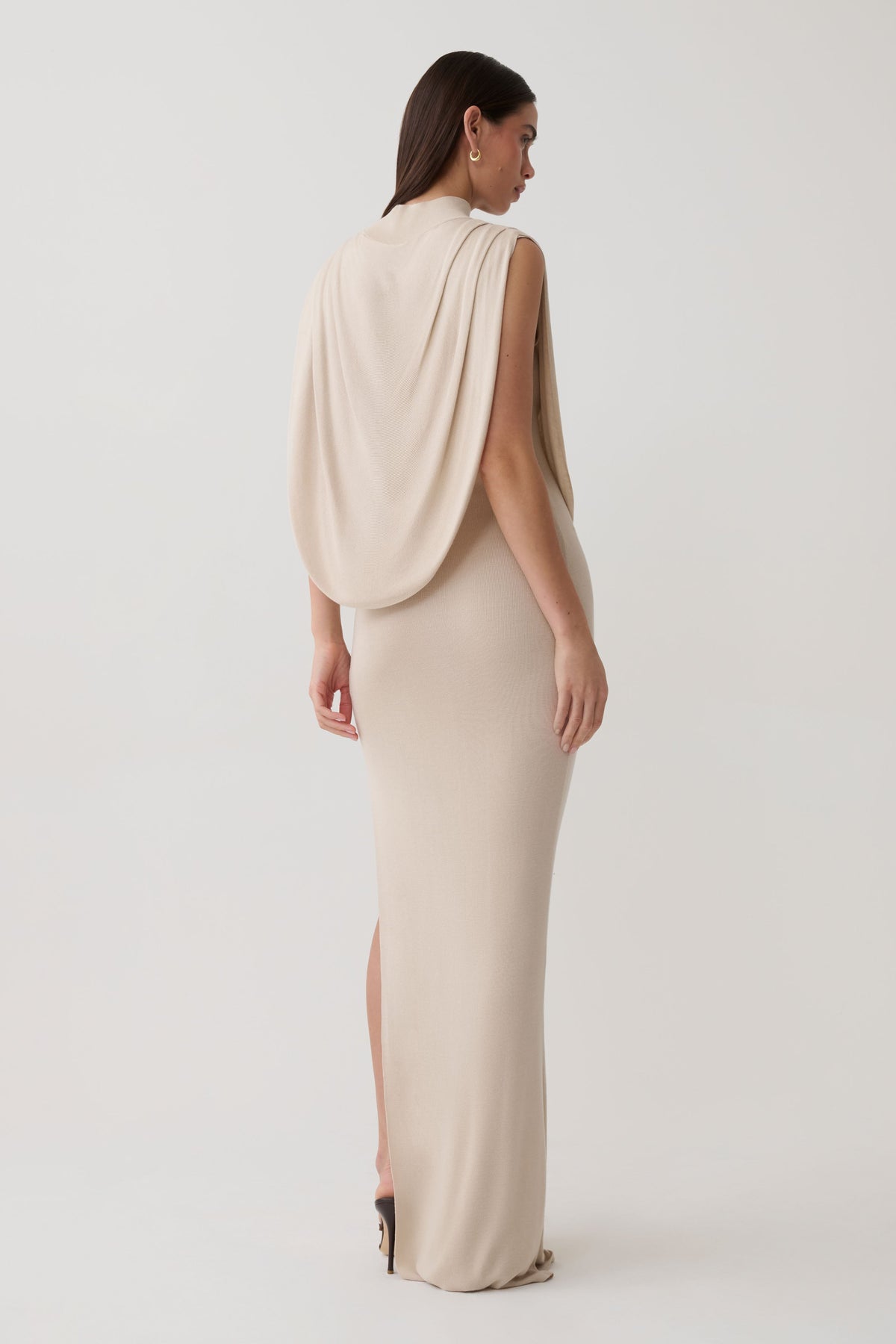 Alexandre Drape Front Knit Maxi Dress - Nude