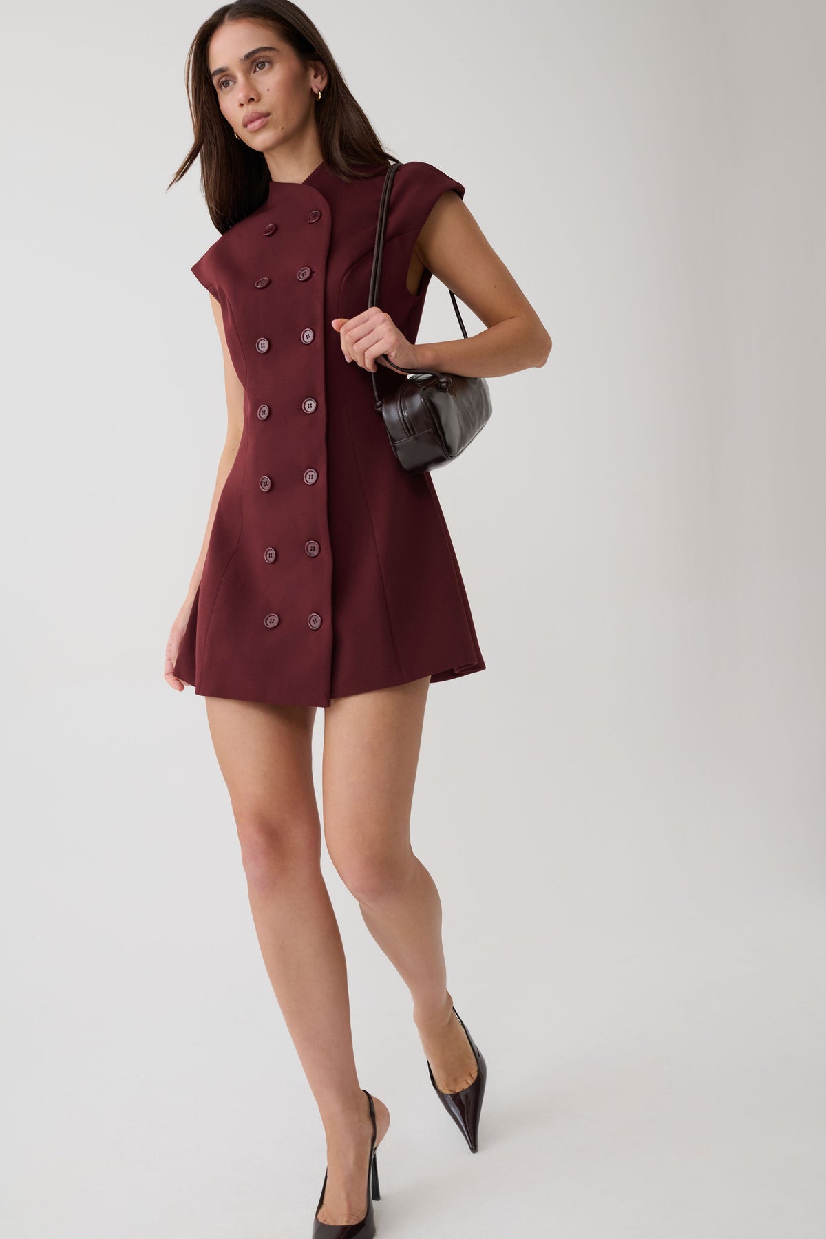 Luciana Suiting Mini Dress - Wine
