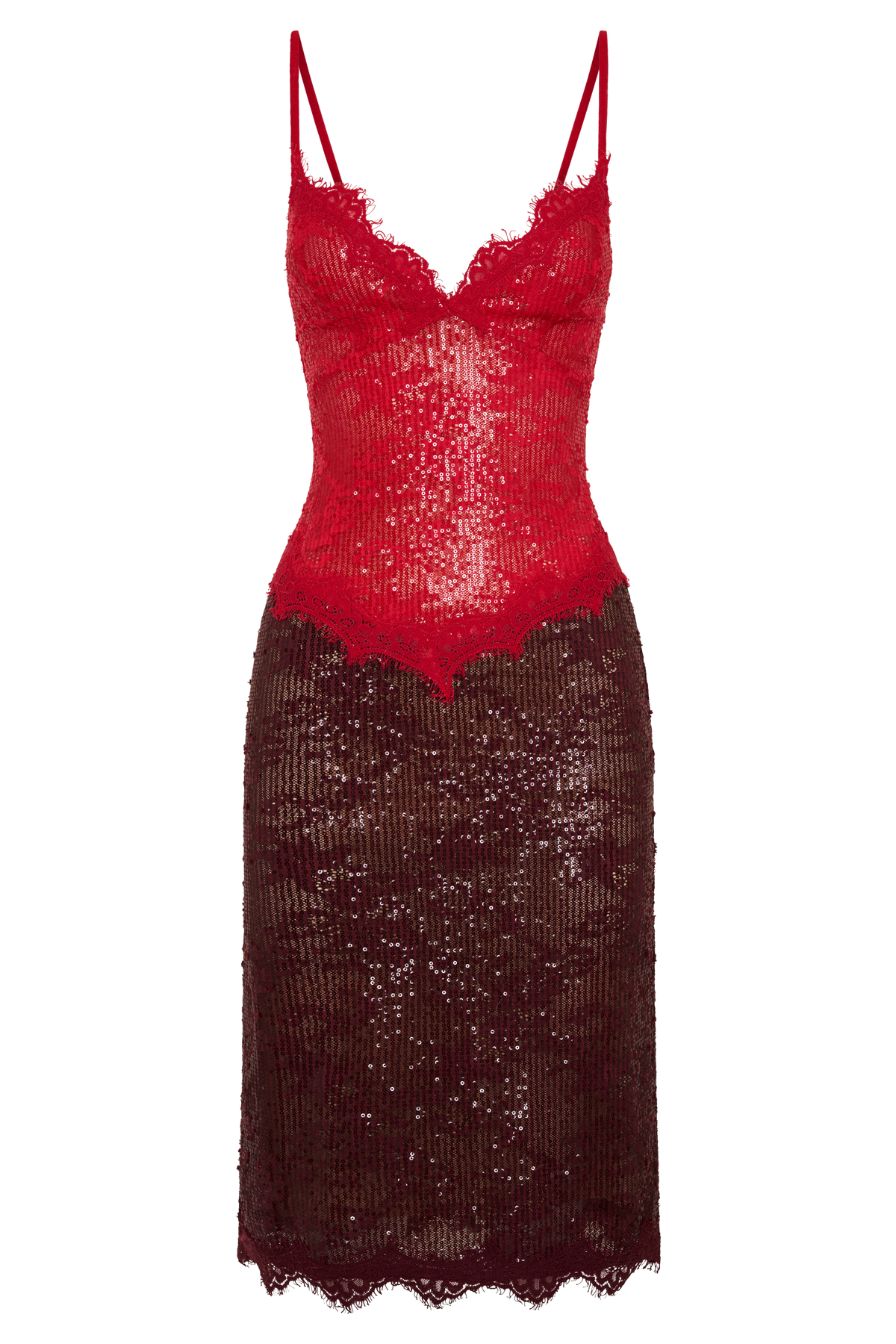 Jaimee Lace Midi Dress - Red