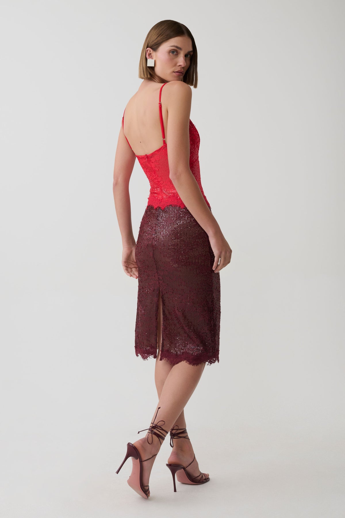 Jaimee Lace Midi Dress - Red