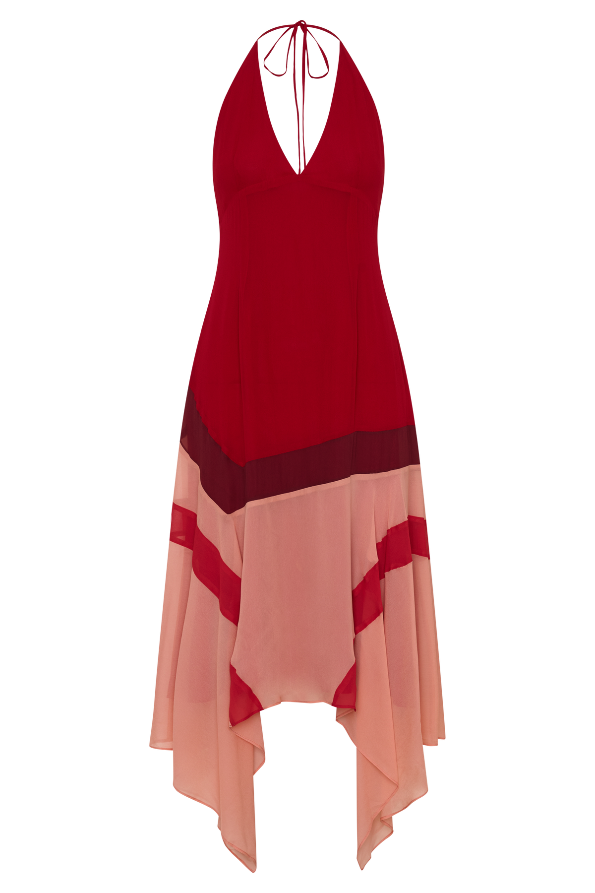 Bettina Chiffon Halter Neck Midi Dress - Red