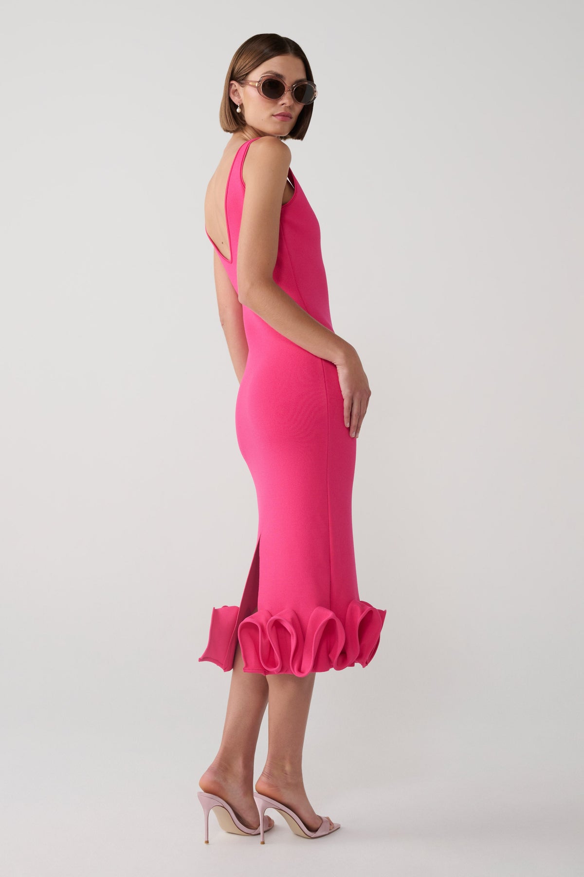 Wendy Wire Hem Knit Midi Dress - Fuschia