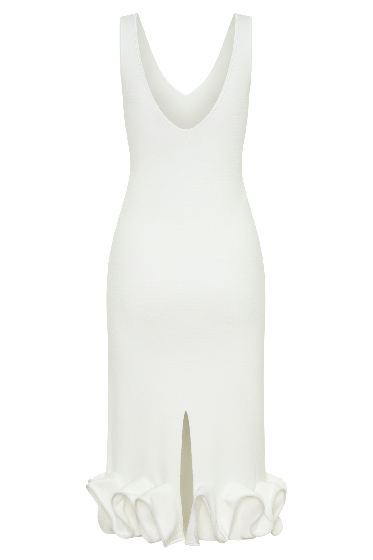 Wendy Wire Hem Knit Midi Dress - White