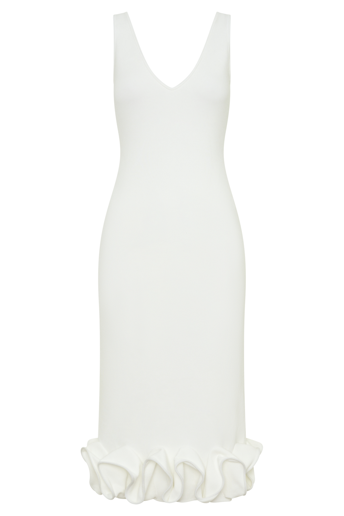 Wendy Wire Hem Knit Midi Dress - White