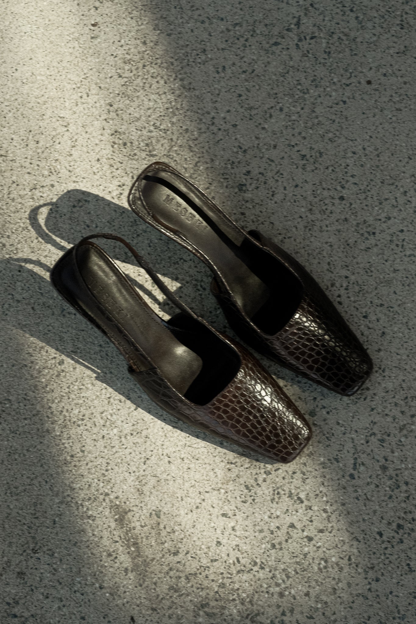 Maren Faux Leather Crocodile Heel - Chocolate | MESHKI US