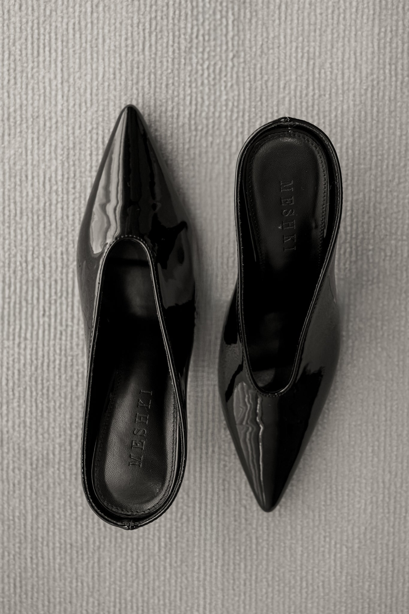 Emerson Patent Faux Leather Point Heel - Black