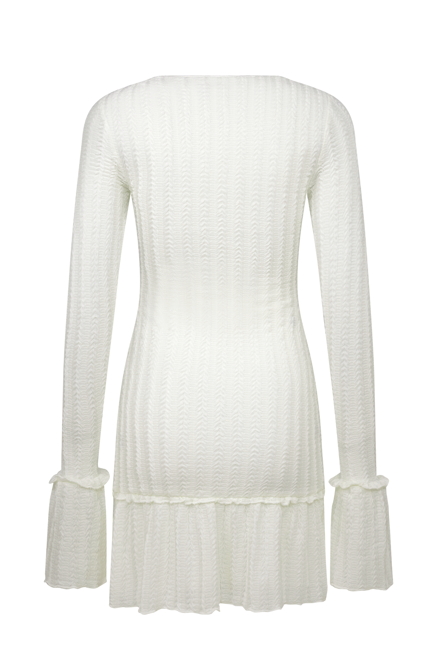 Daphne Pointelle Long Sleeve Mini Dress - Ivory