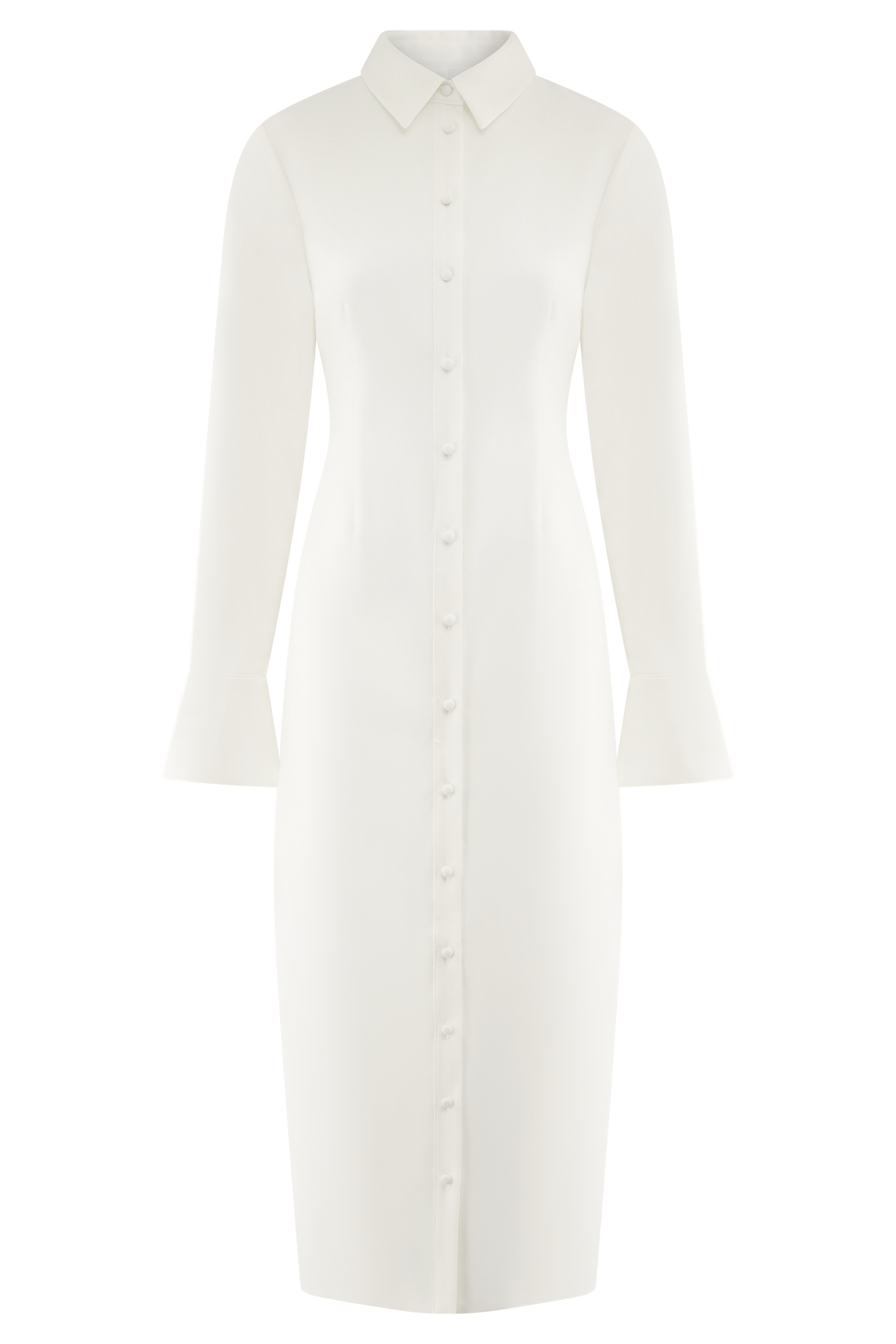 Dorian Fitted Shirt Midi Dress - White