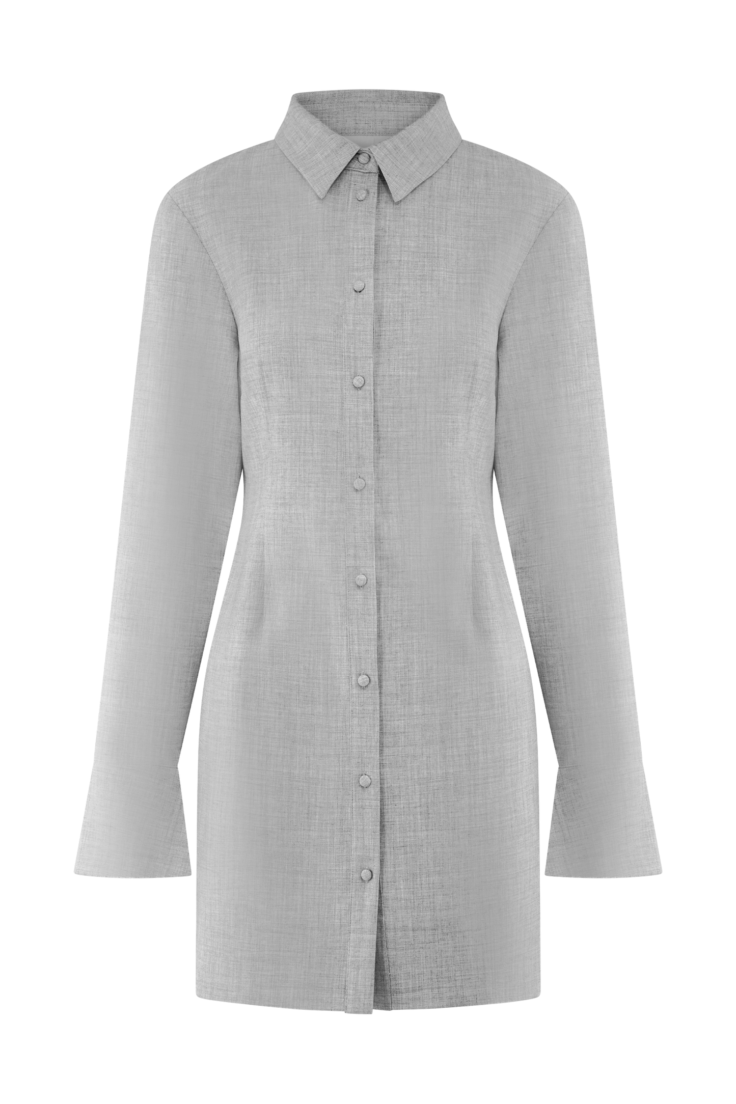 Dorian Fitted Shirt Mini Dress - Charcoal Marle