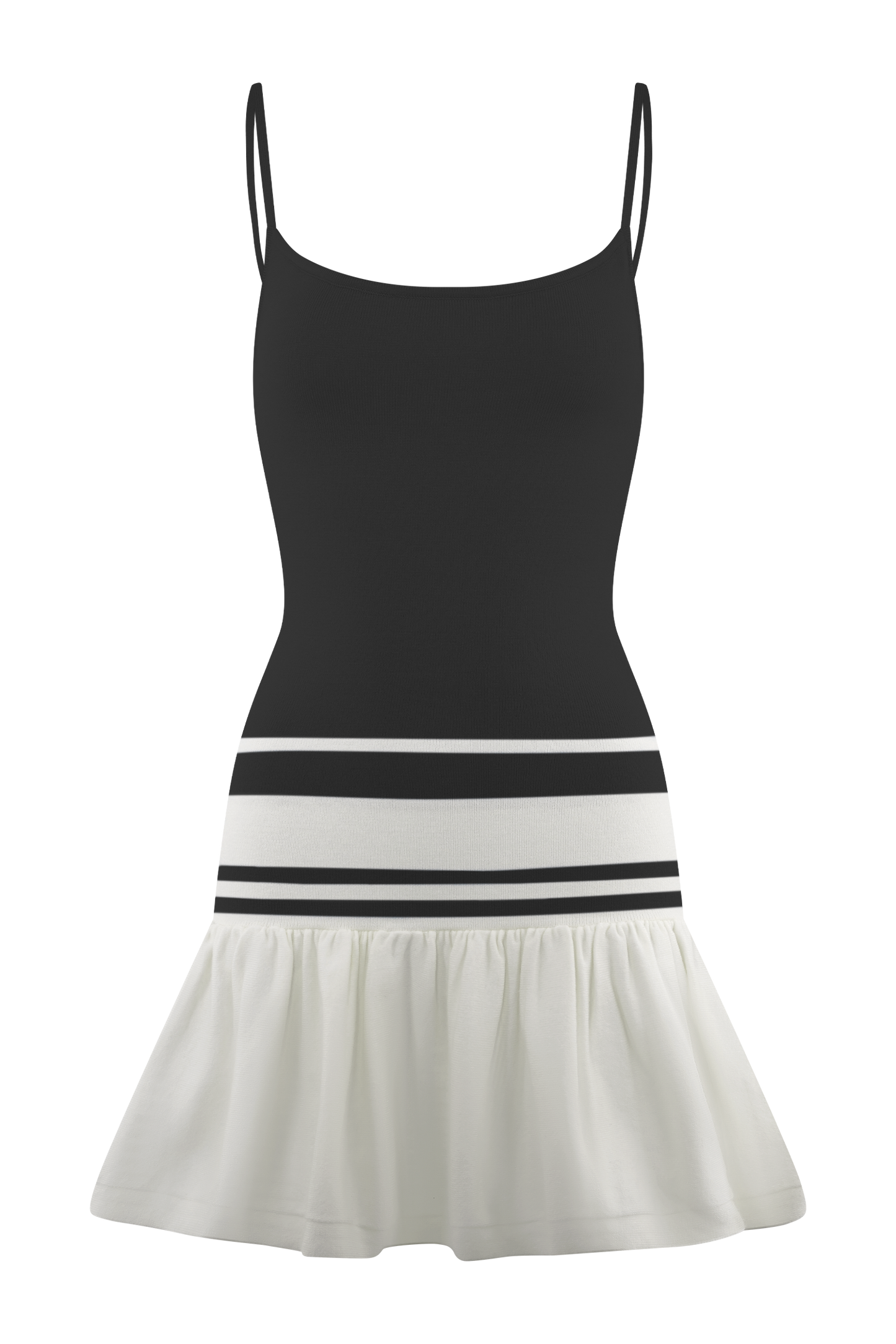 Ellison Contrast Knit Mini Dress - Black/White