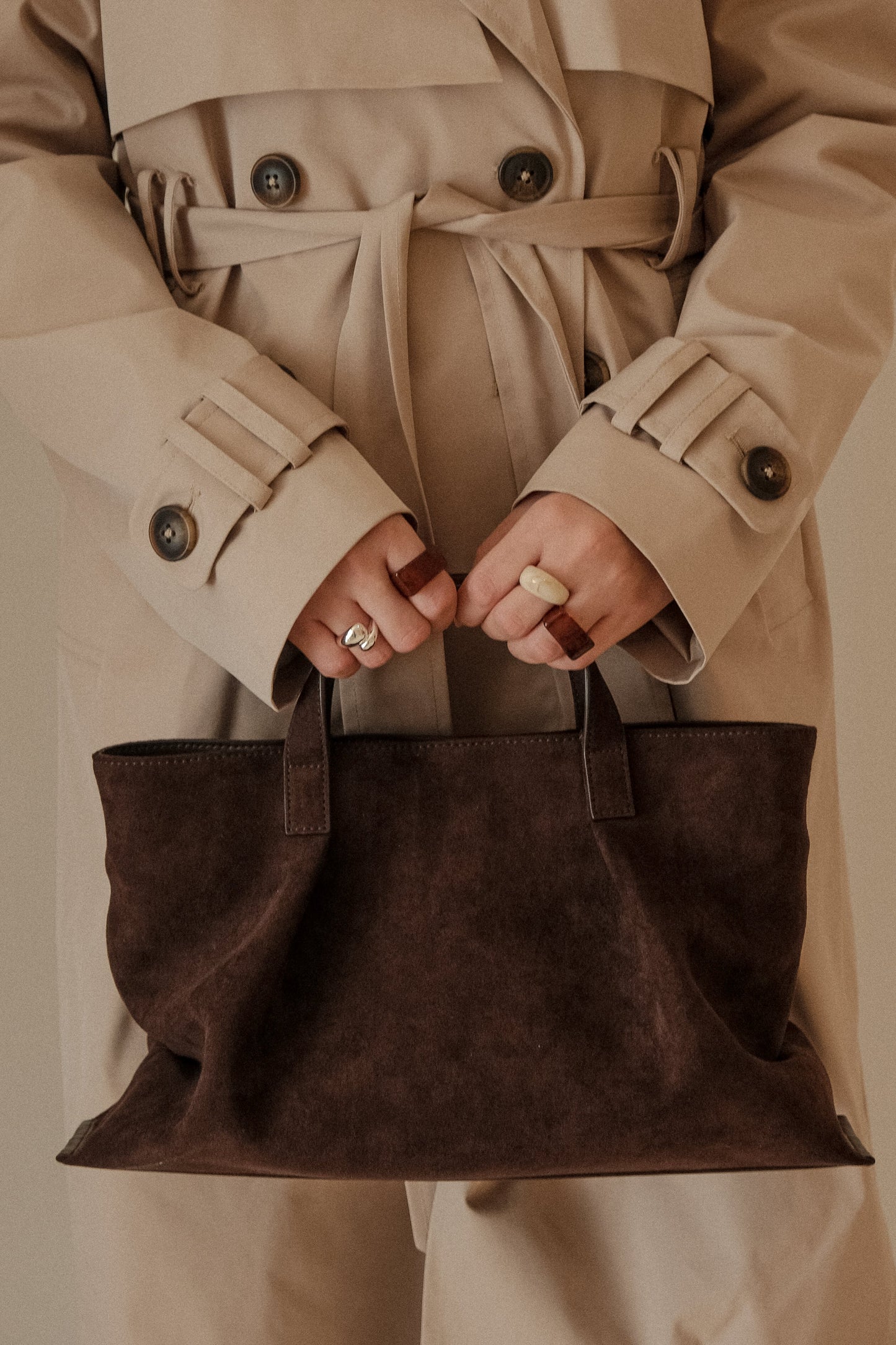 Baylor Faux Suede Bag - Chocolate