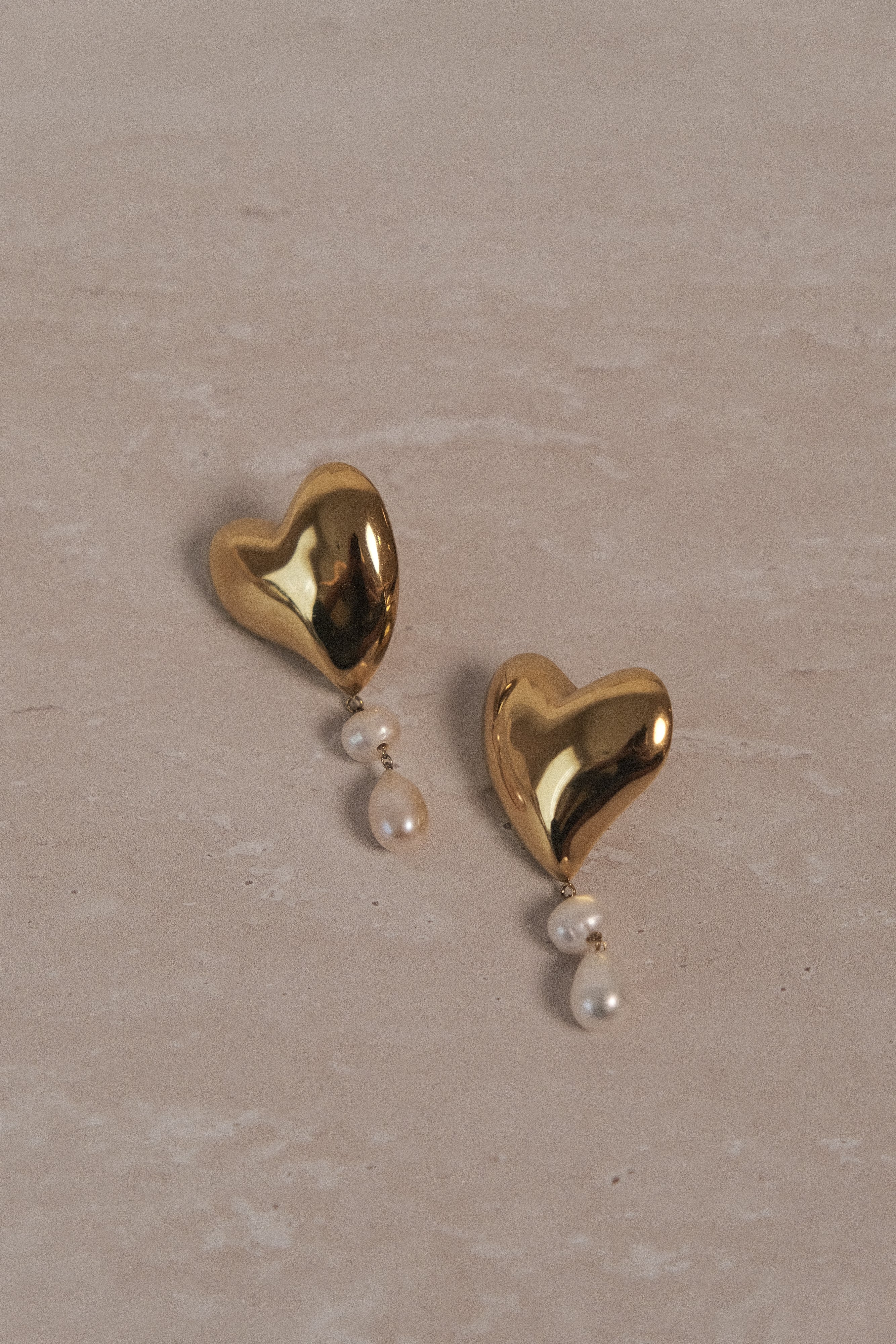 2028 Women's 14K Gold-tone Double Imitation Pearl Drop Heart Earring