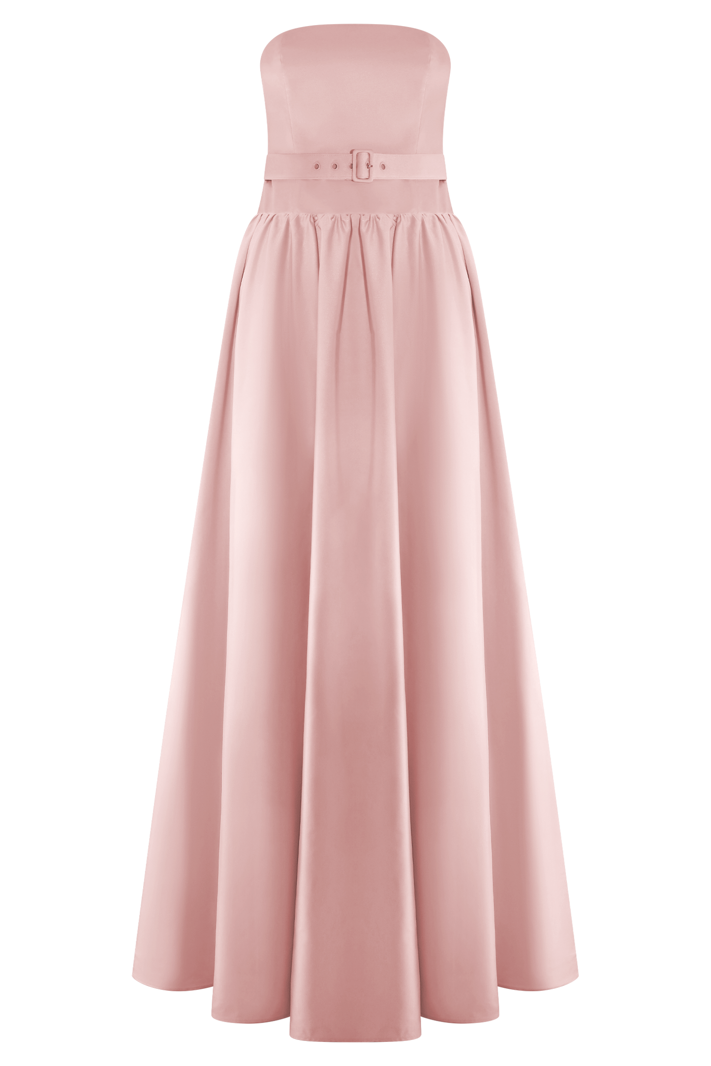 Florence Strapless Belted Maxi Dress - Baby Pink